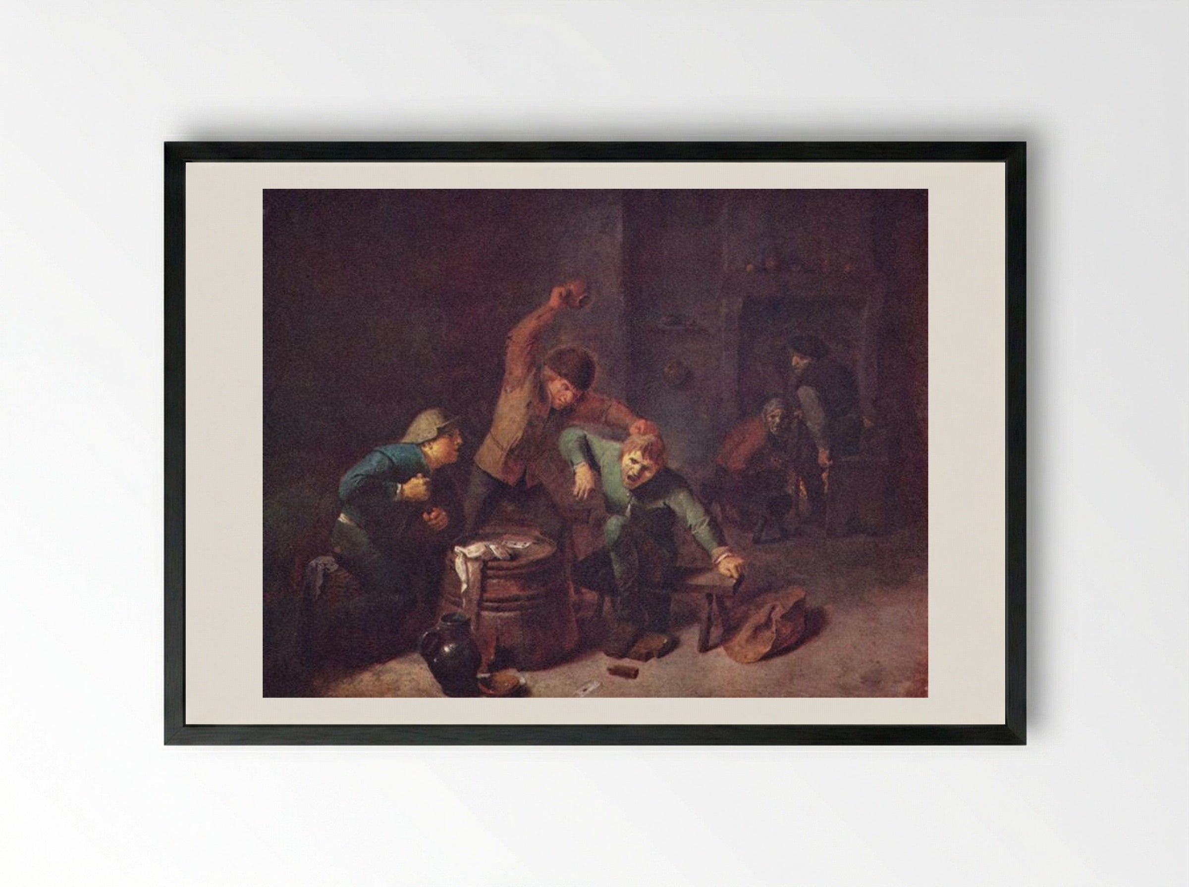 Smallholders Playing Cards - Adriaen Brouwer - Framed Print Black