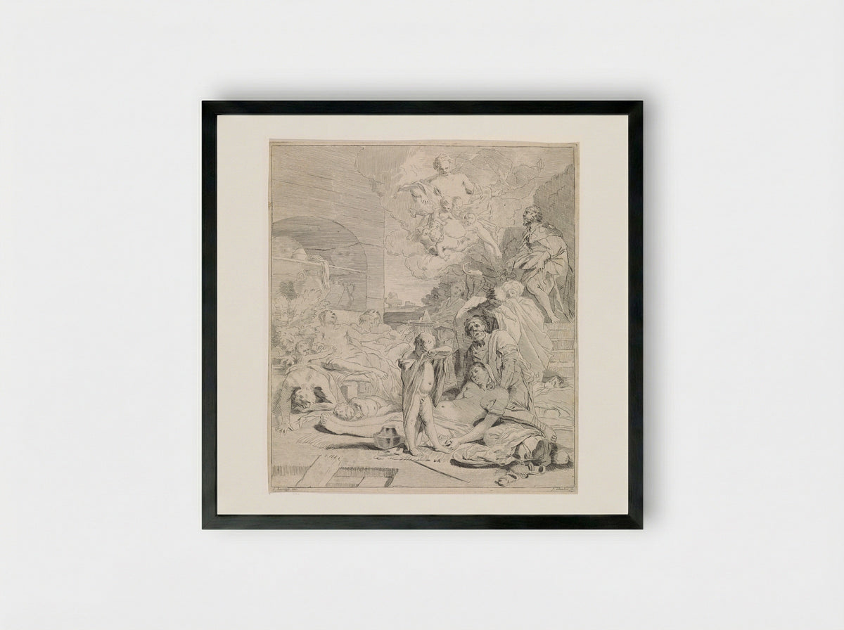 Smeekbede van de heilige Rochus - Leonard Schenk - Framed Print Black