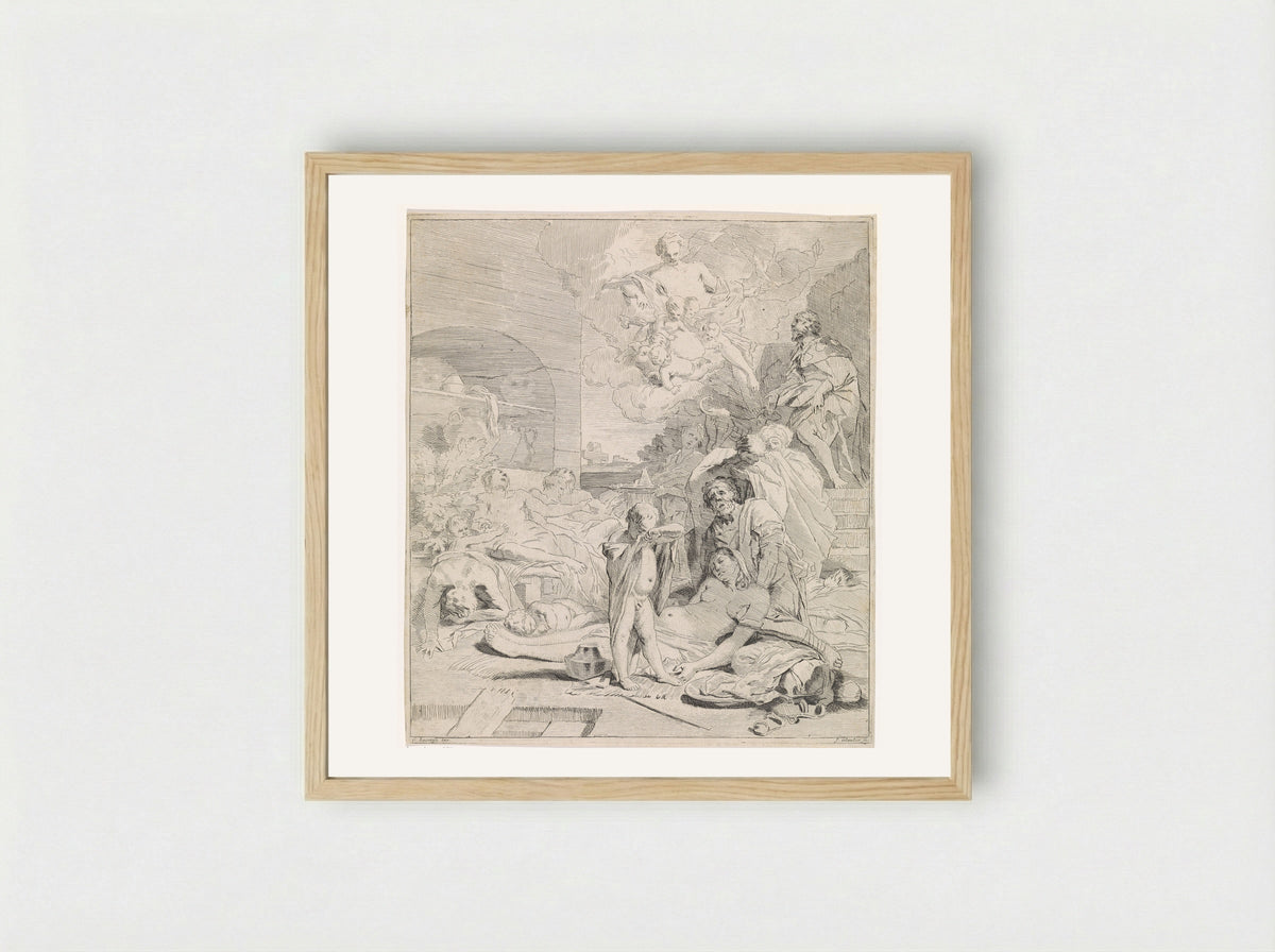 Smeekbede van de heilige Rochus - Leonard Schenk - Framed Print Wood