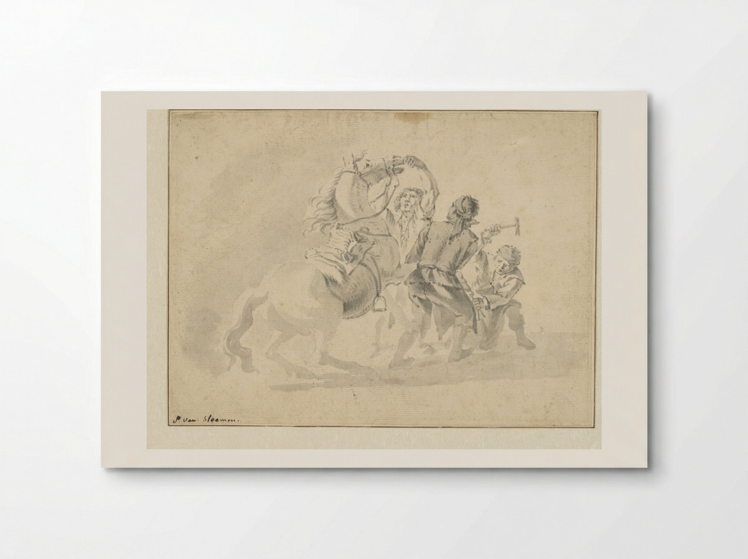 Smid tracht een paard te beslaan - Pieter van Bloemen - Poster