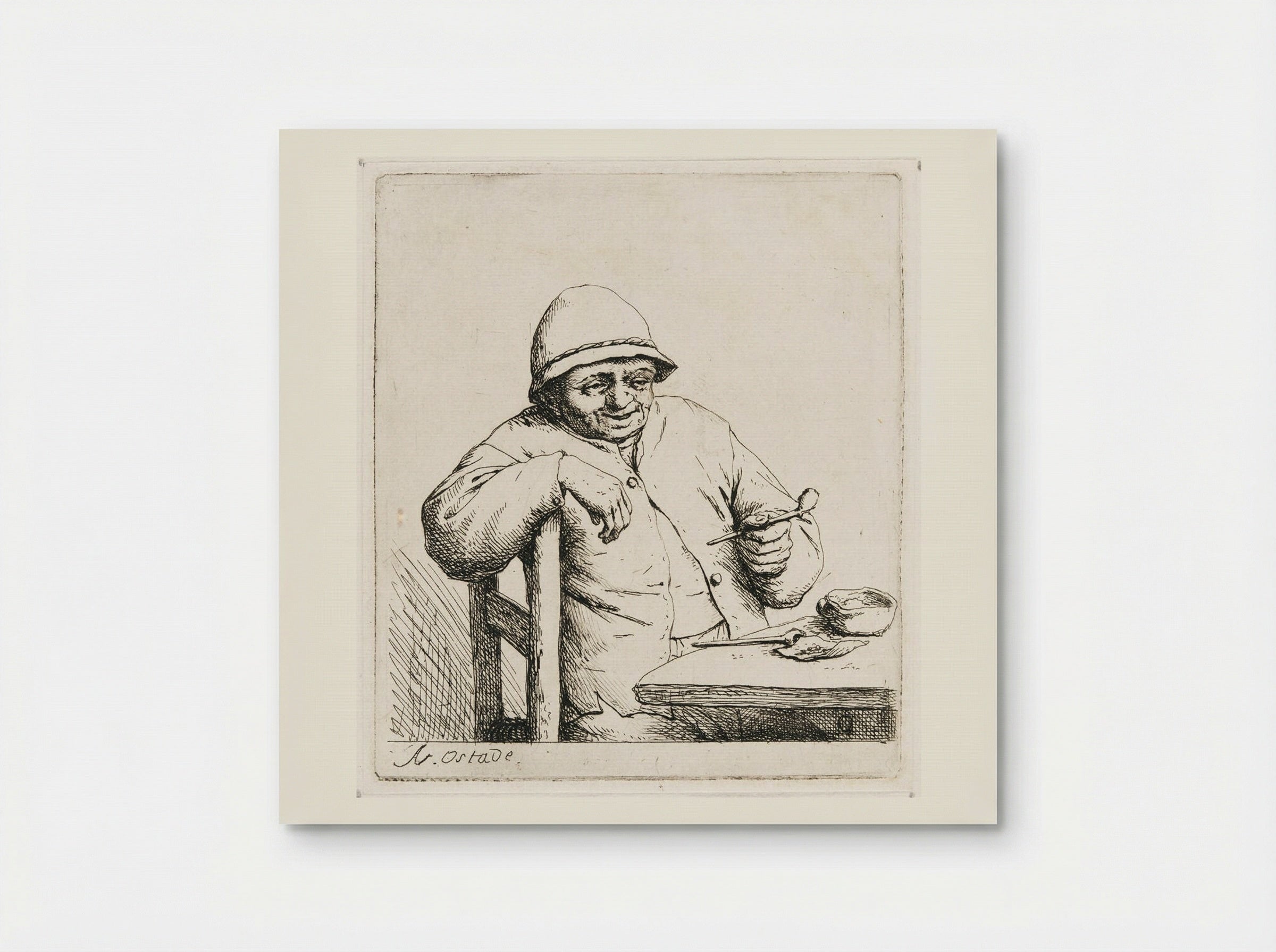 Smoker Leaning on the Back of a Chair - Adriaen van Ostade - Poster