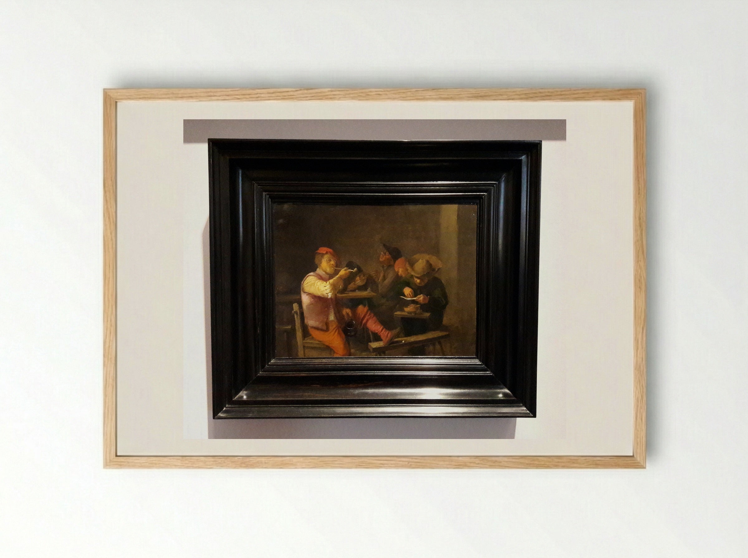 Smokers in an Inn - Adriaen Brouwer - Framed Print Wood