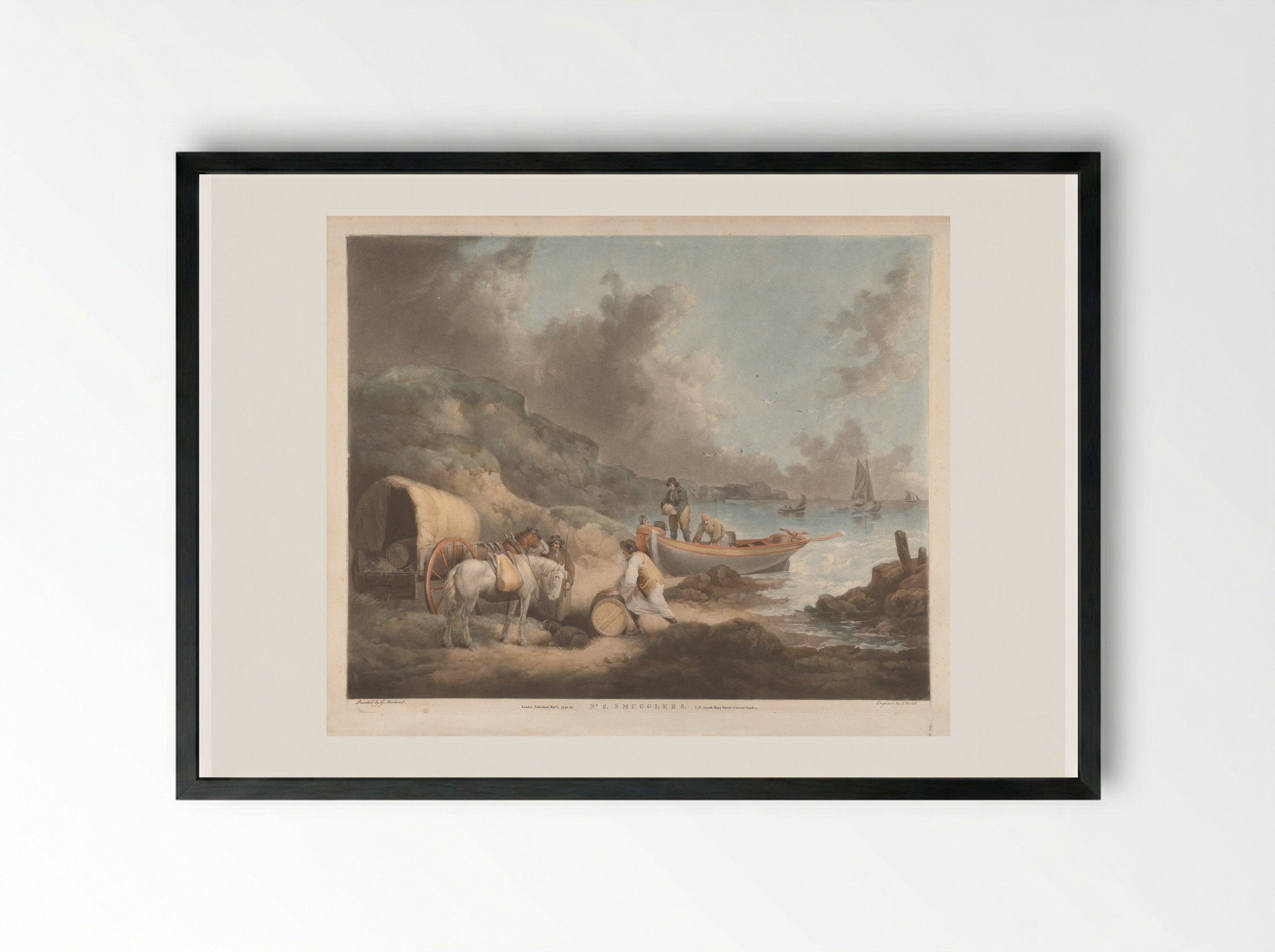 Smugglers - George Morland - Framed Print Black