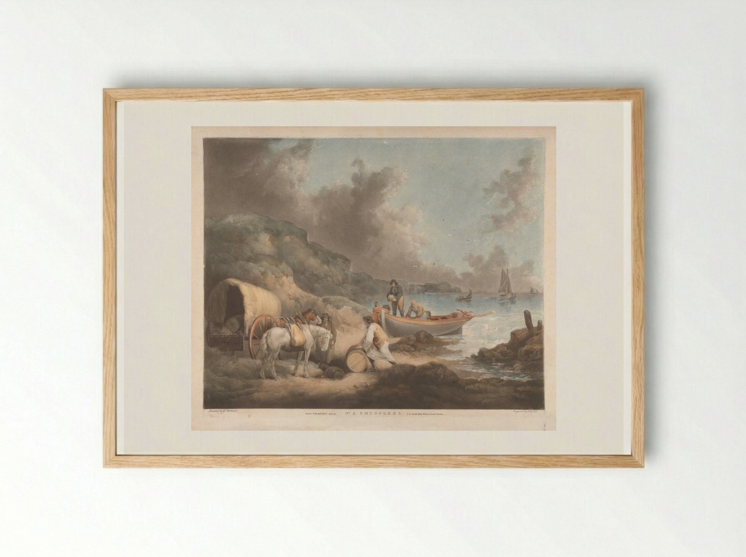 Smugglers - George Morland - Framed Print Wood