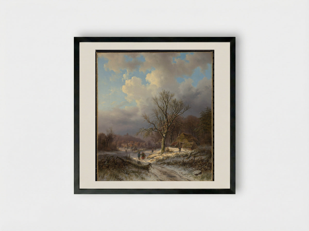 Sneeuwlandschap - Alexander Joseph Daiwaille - Framed Print Black