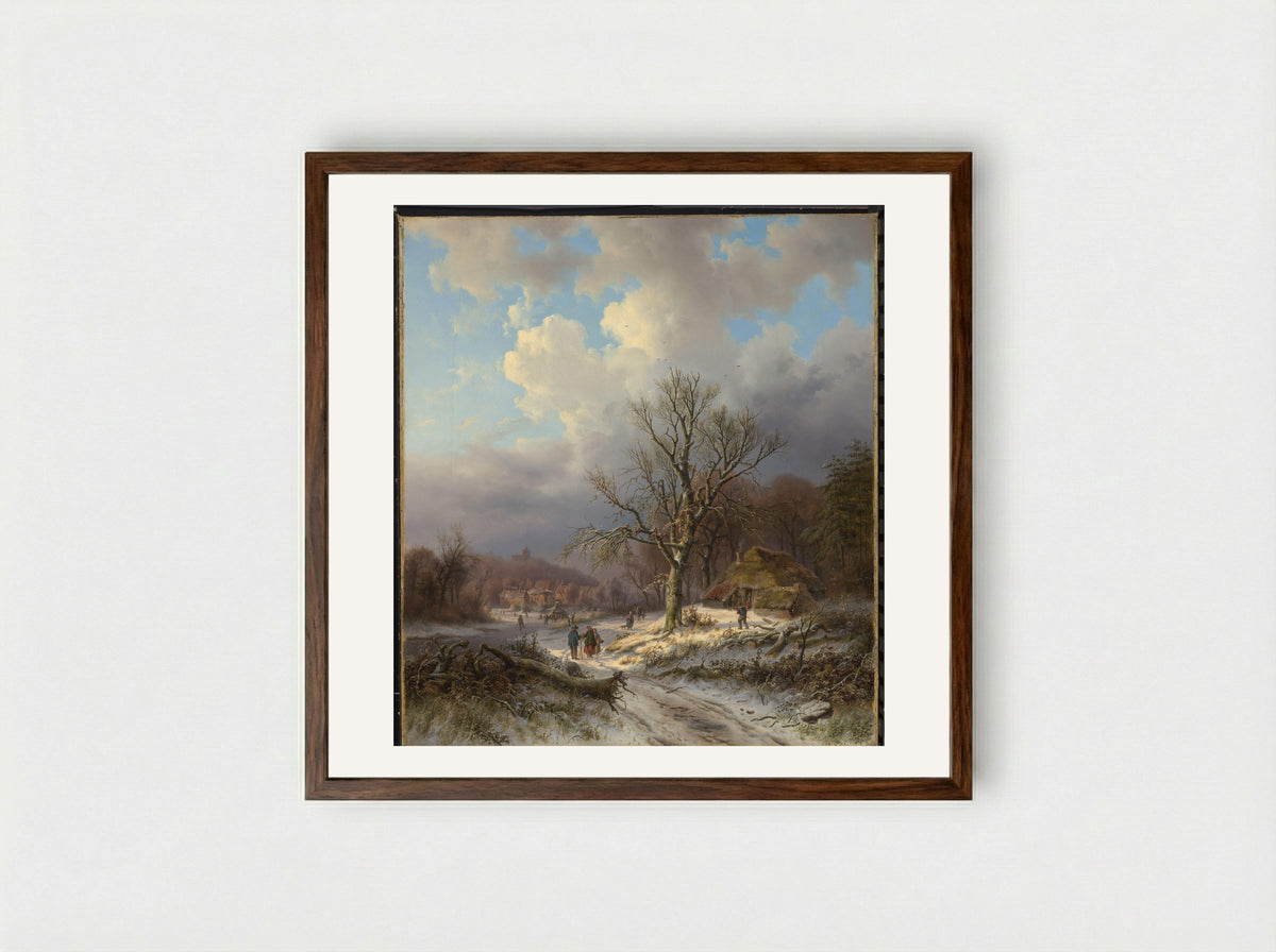 Sneeuwlandschap - Alexander Joseph Daiwaille - Framed Print Dark Wood