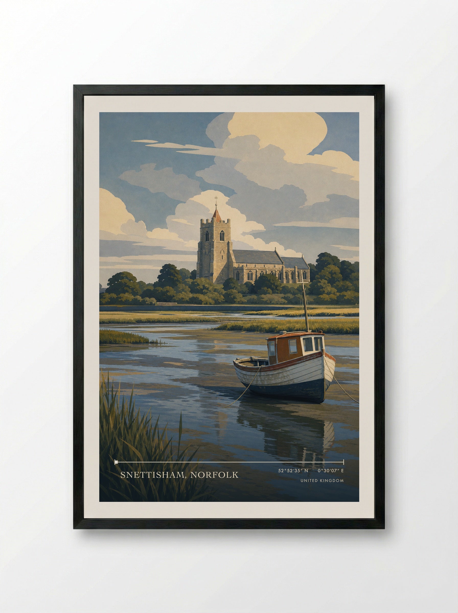 Snettisham, Norfolk United Kingdom Travel Poster - Framed Print Black