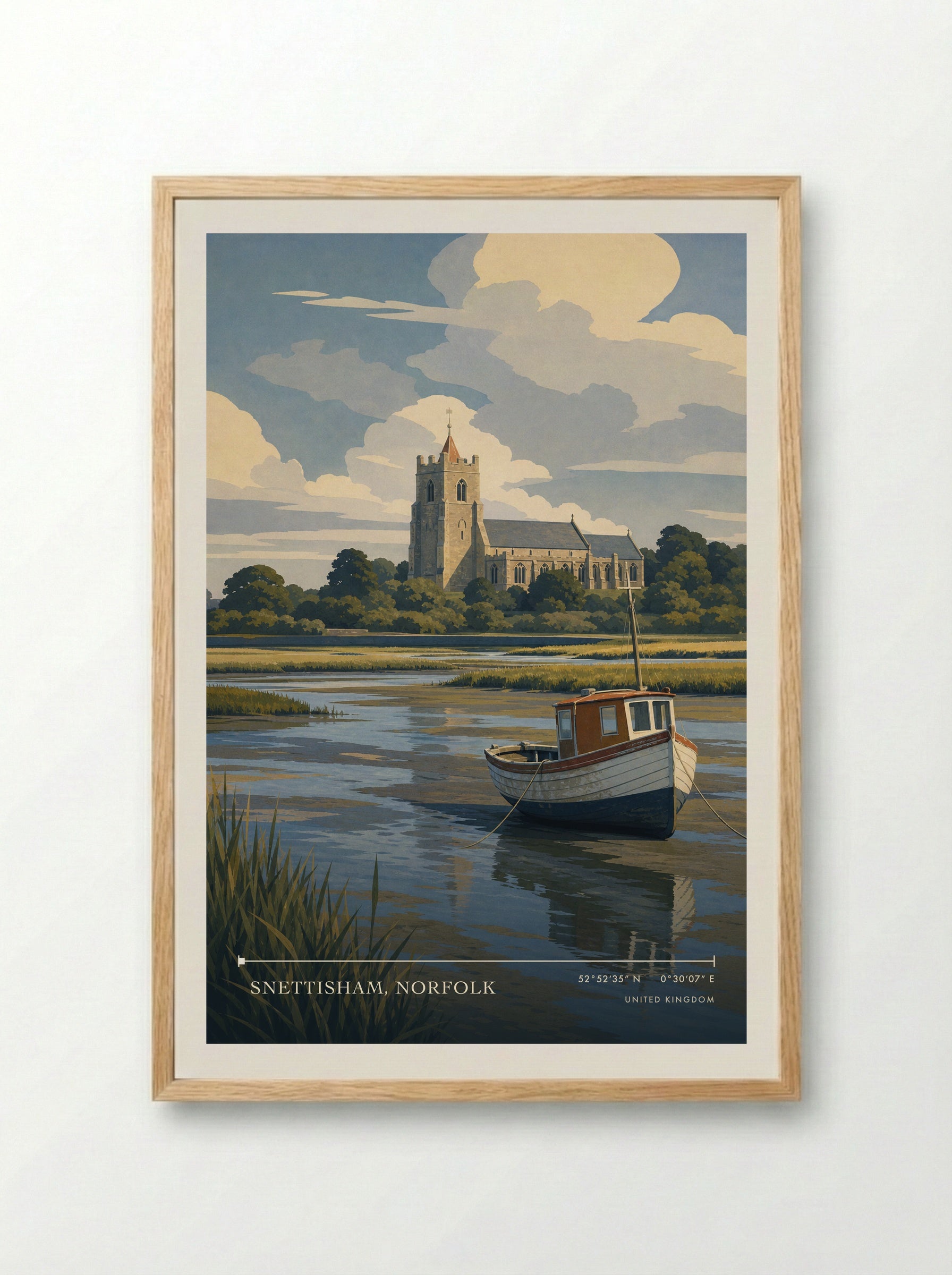 Snettisham, Norfolk United Kingdom Travel Poster - Framed Print Wood