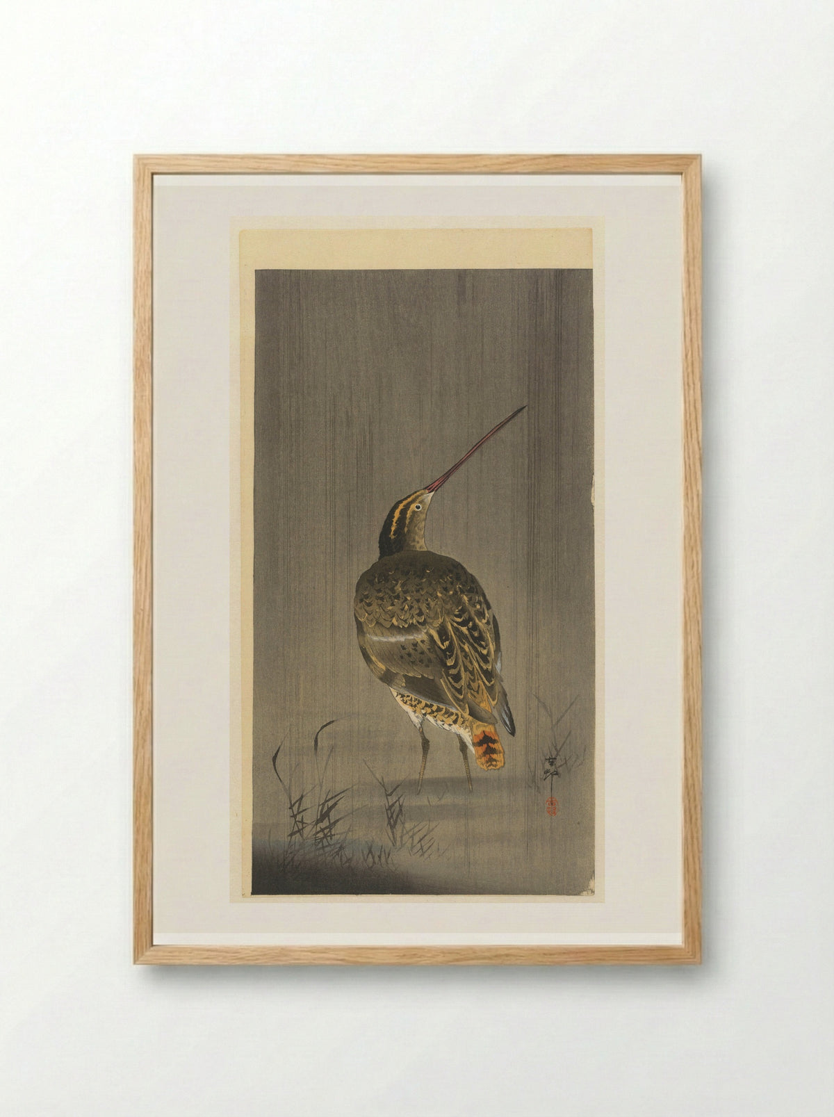 Snipe in the Rain - Matsuki Heikichi - Framed Print Wood