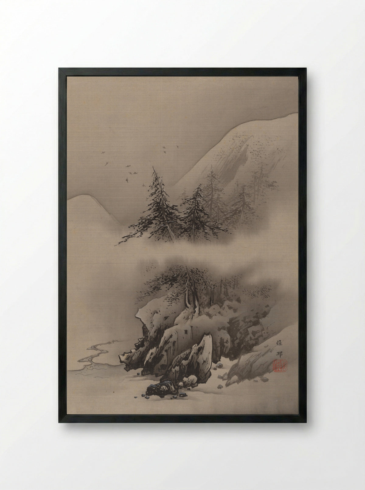 Snow Landscape - Hashimoto Gahō - Framed Print Black