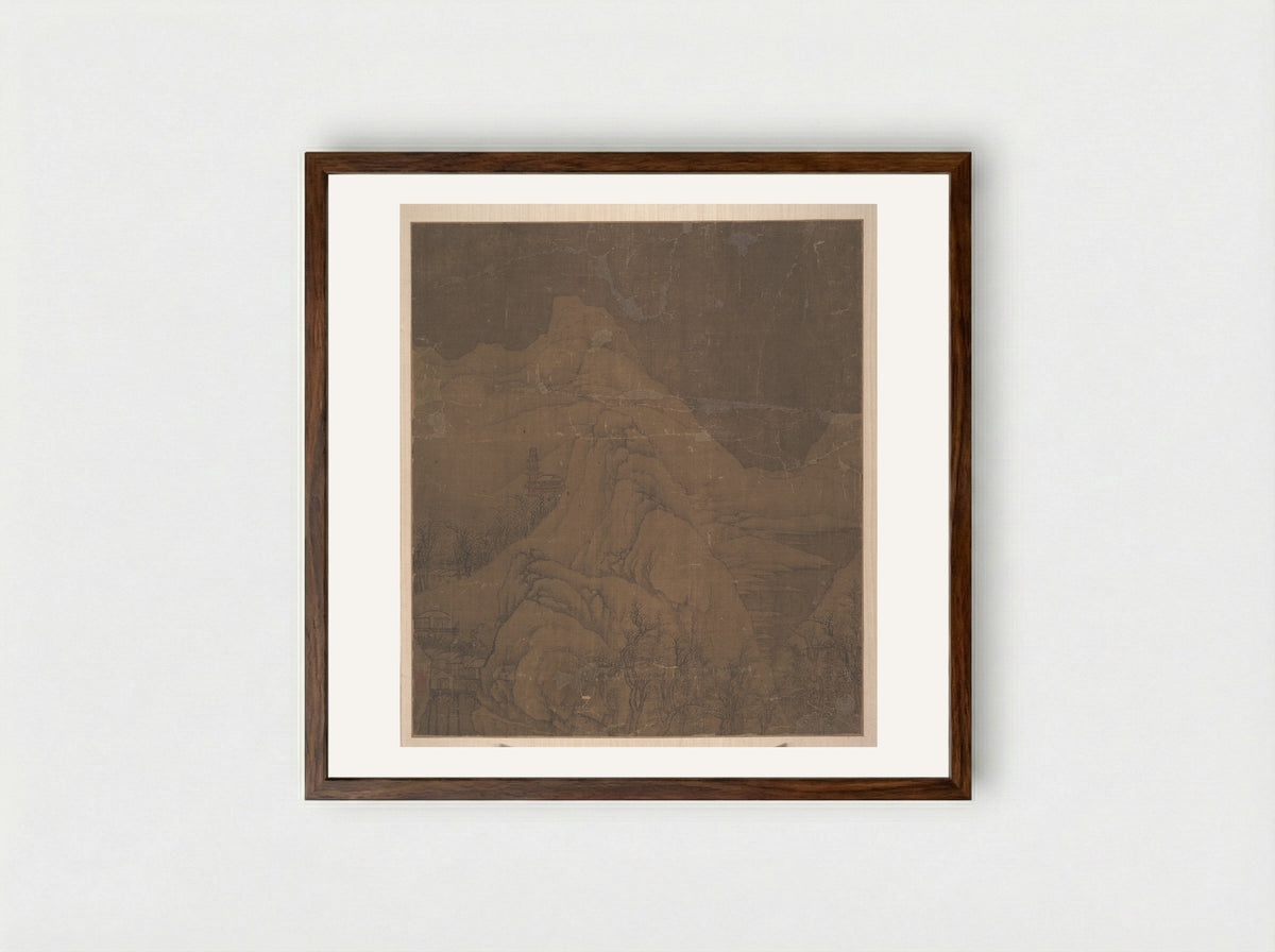Snow-covered Mountains - Xu Daoning - Framed Print Dark Wood