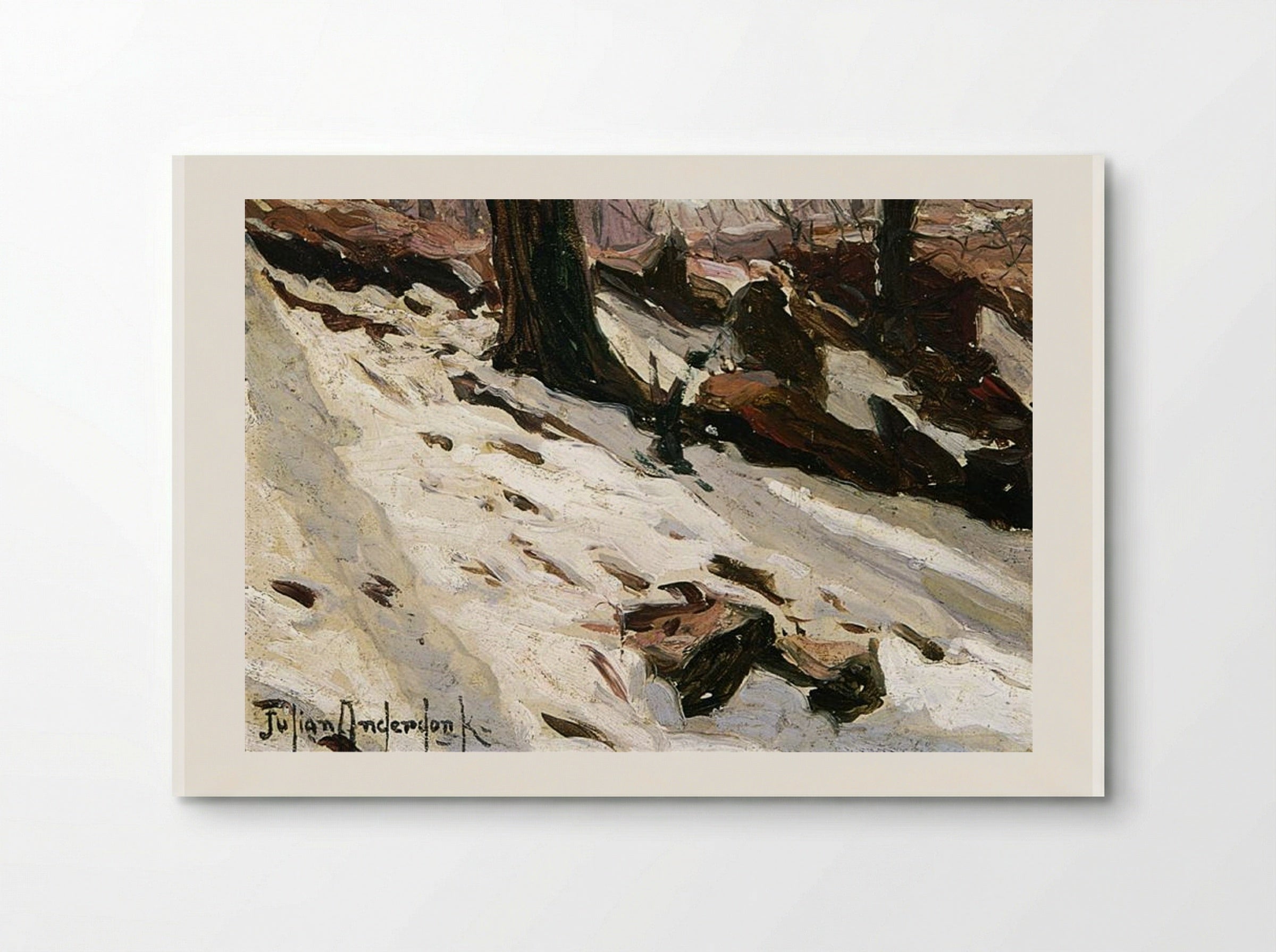 Snow near the Cave, Central Park, New York - Robert Julian Onderdonk - Poster