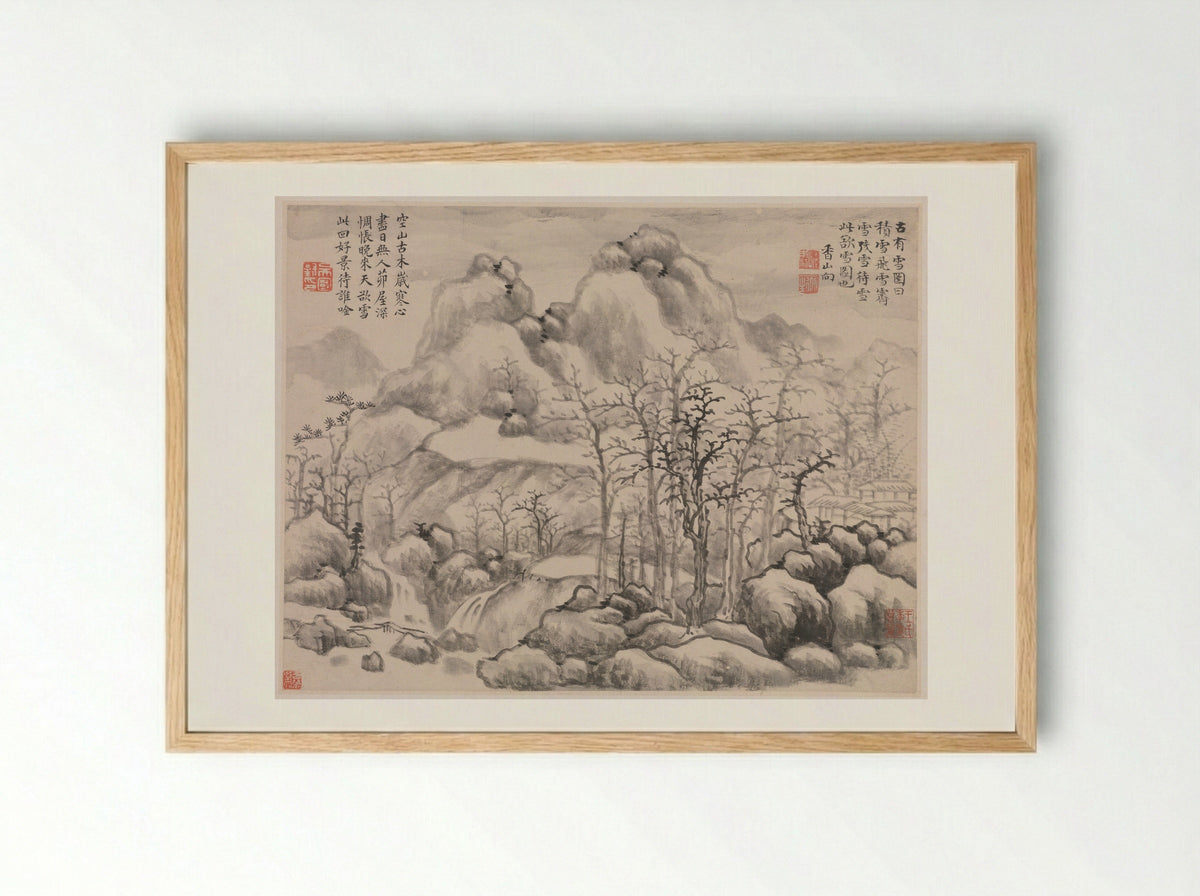 Snowscape, from Album for Zhou Lianggong - Yun Xiang - Framed Print Wood