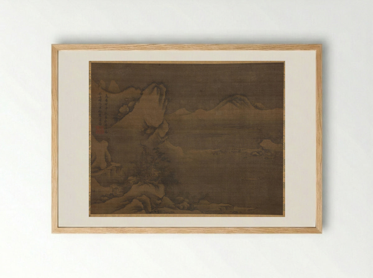 Snowscape with Figures - Kim Si - Framed Print Wood