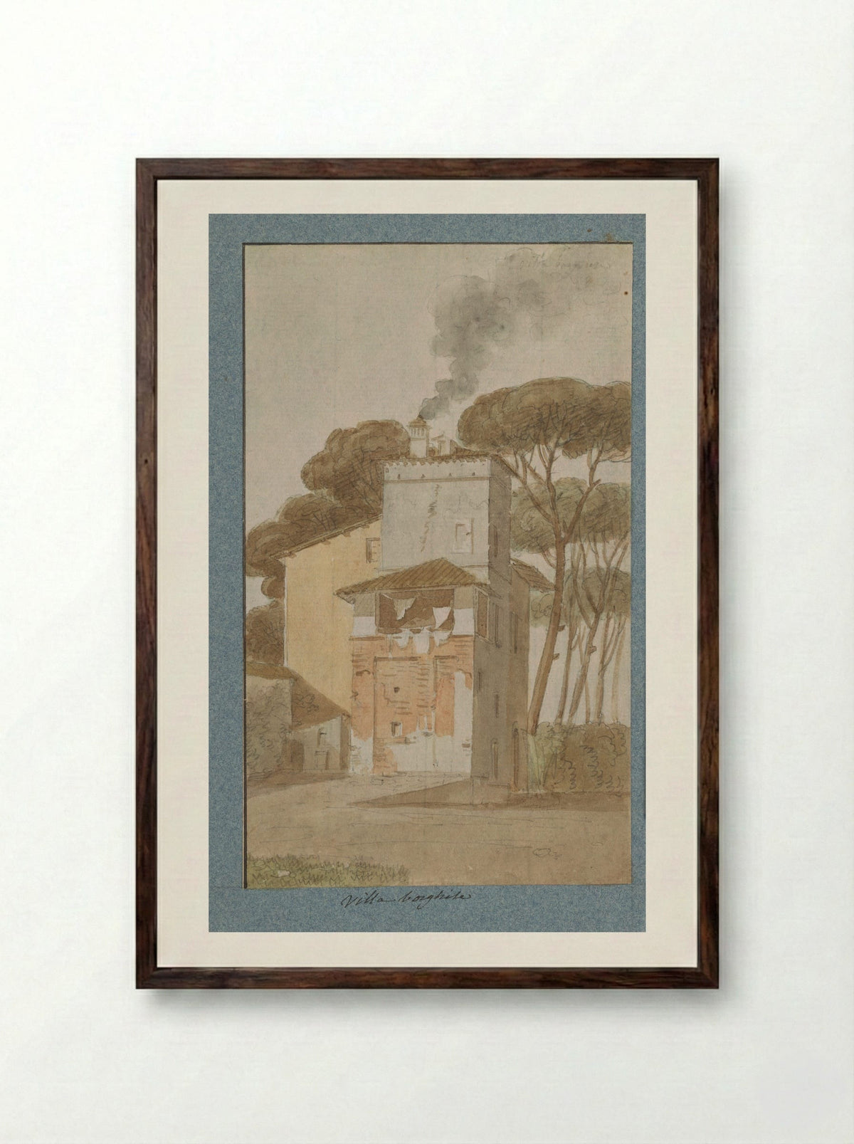 So-Called Casino di Raffaello in the Borghese Gardens - Jean-Thomas Thibault - Framed Print Dark Wood
