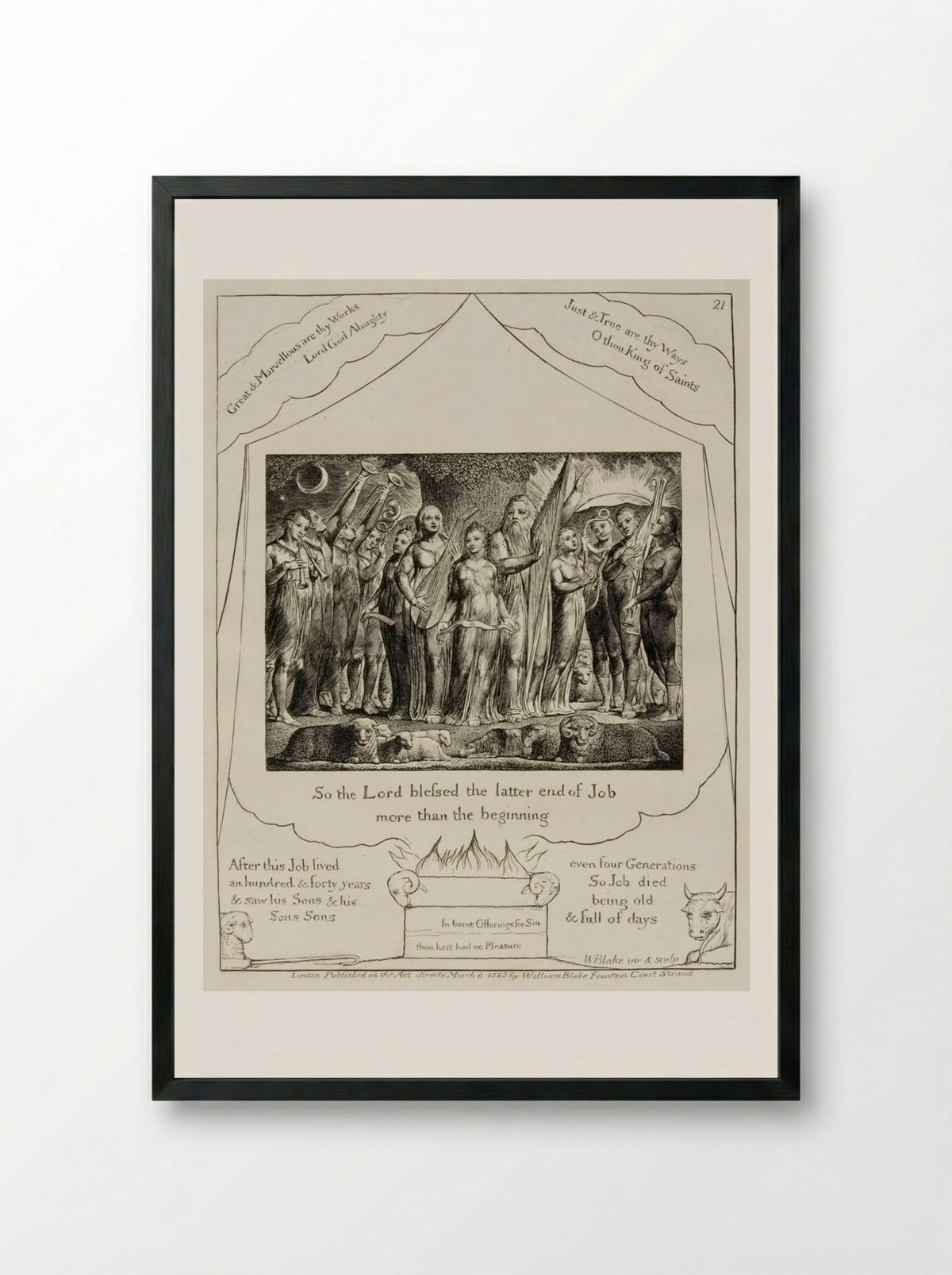 So the Lord blessed the latter end of Job - William Blake - Framed Print Black