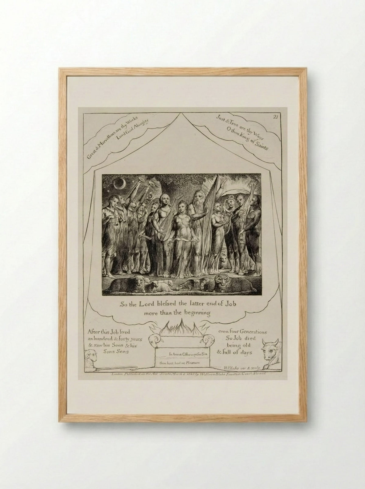 So the Lord blessed the latter end of Job - William Blake - Framed Print Wood
