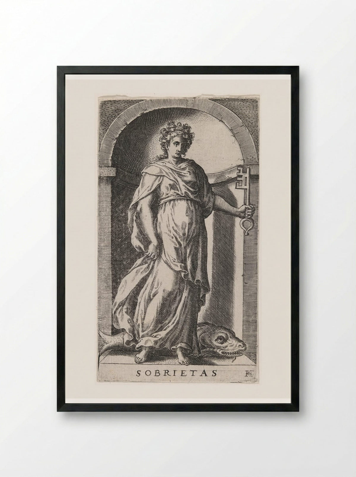 Sobrietas - Hans Collaert the Elder - Framed Print Black