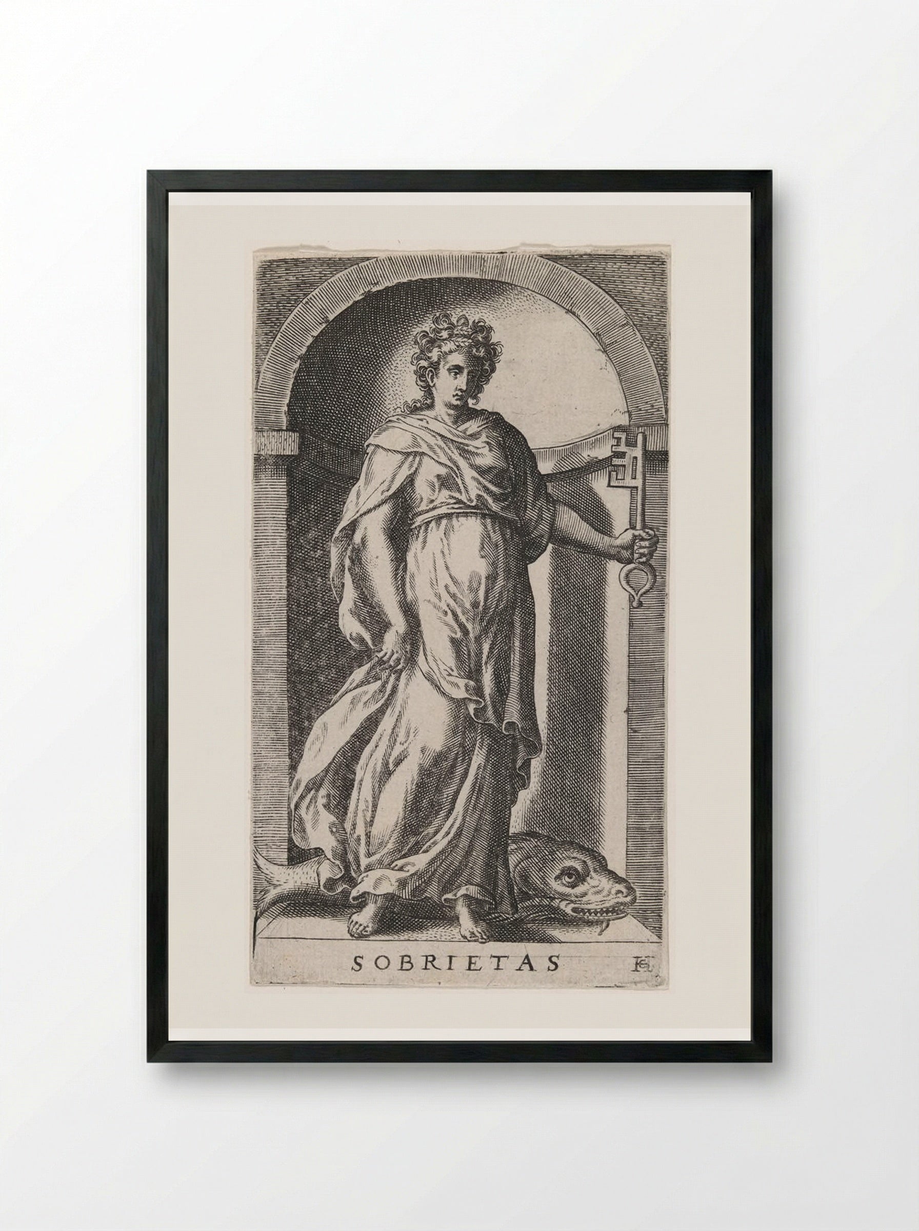Sobrietas - Hans Collaert the Elder - Framed Print Black