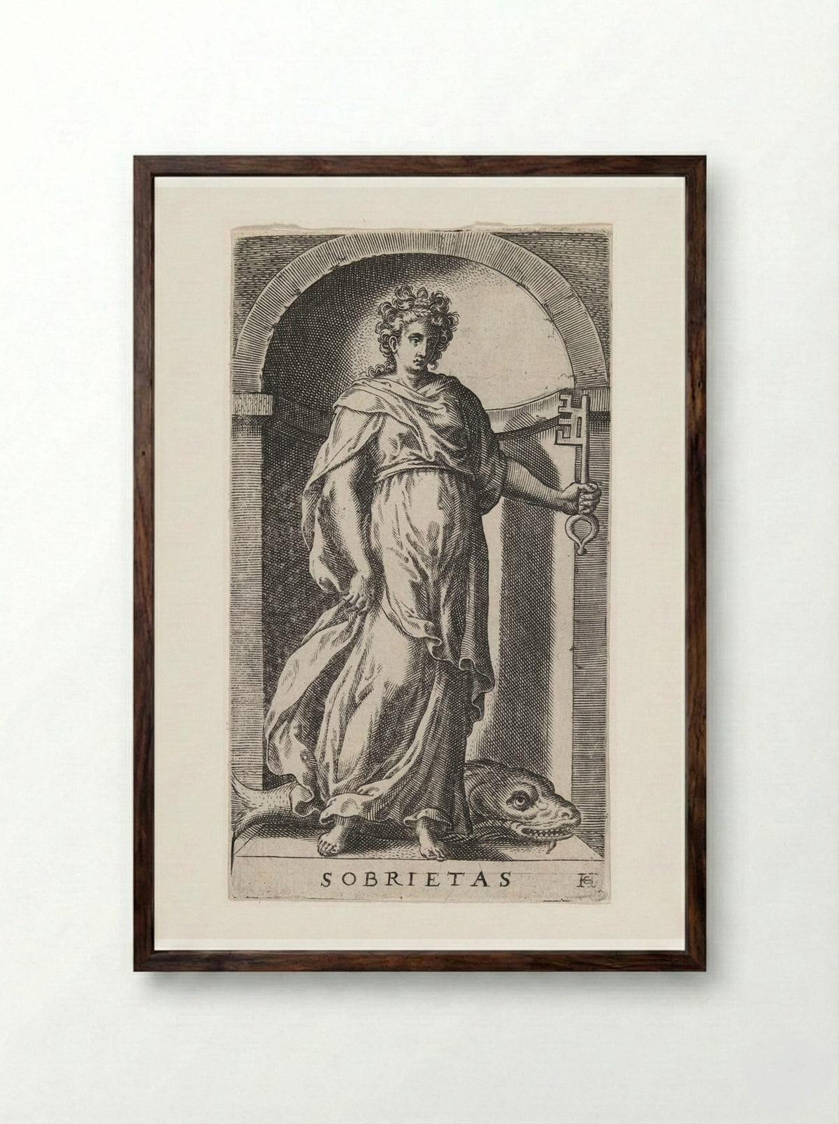 Sobrietas - Hans Collaert the Elder - Framed Print Dark Wood