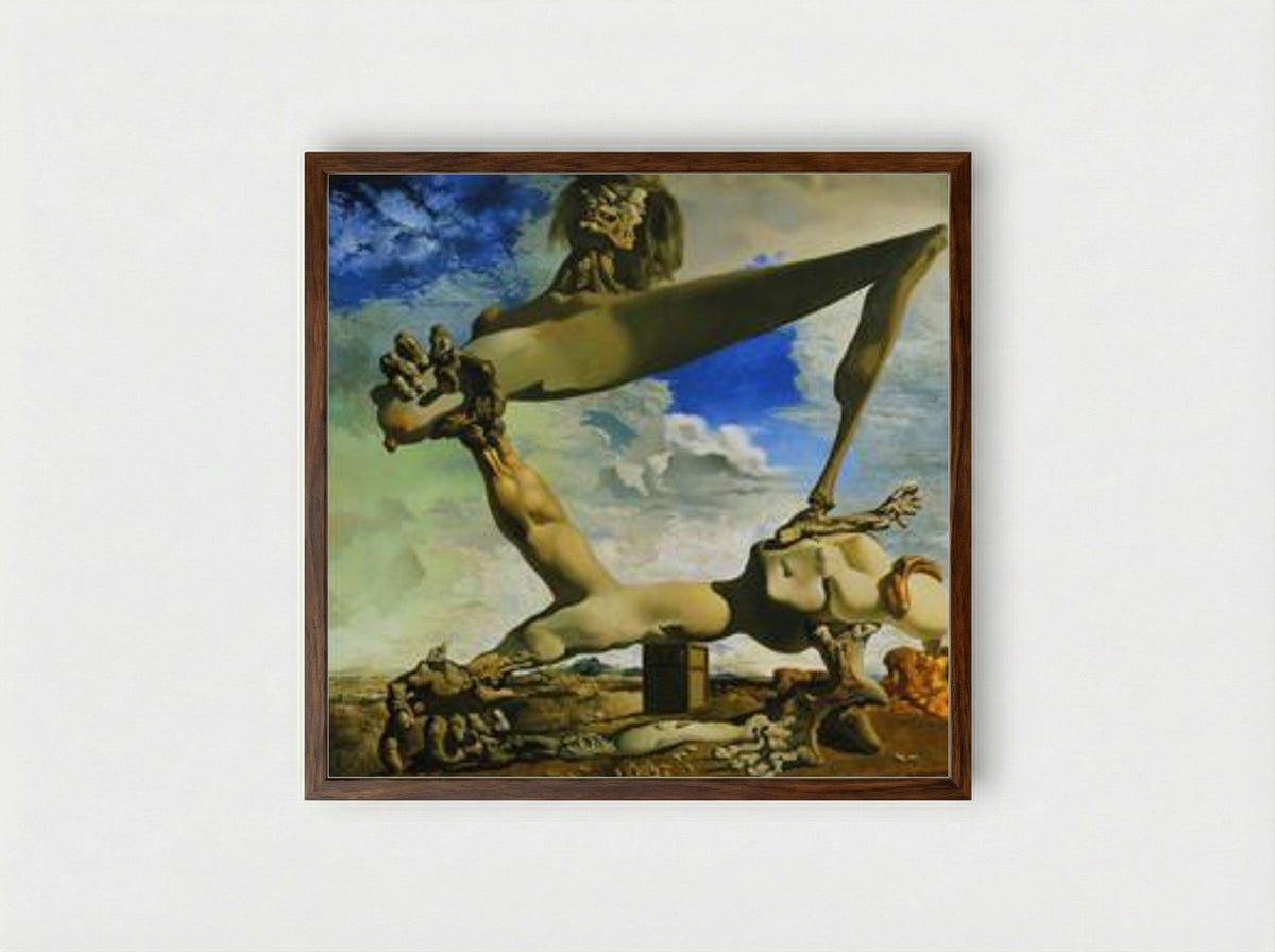 Soft Construction with Boiled Beans: Premonition of Civil War - Salvador Dalí - Framed Print Dark Wood