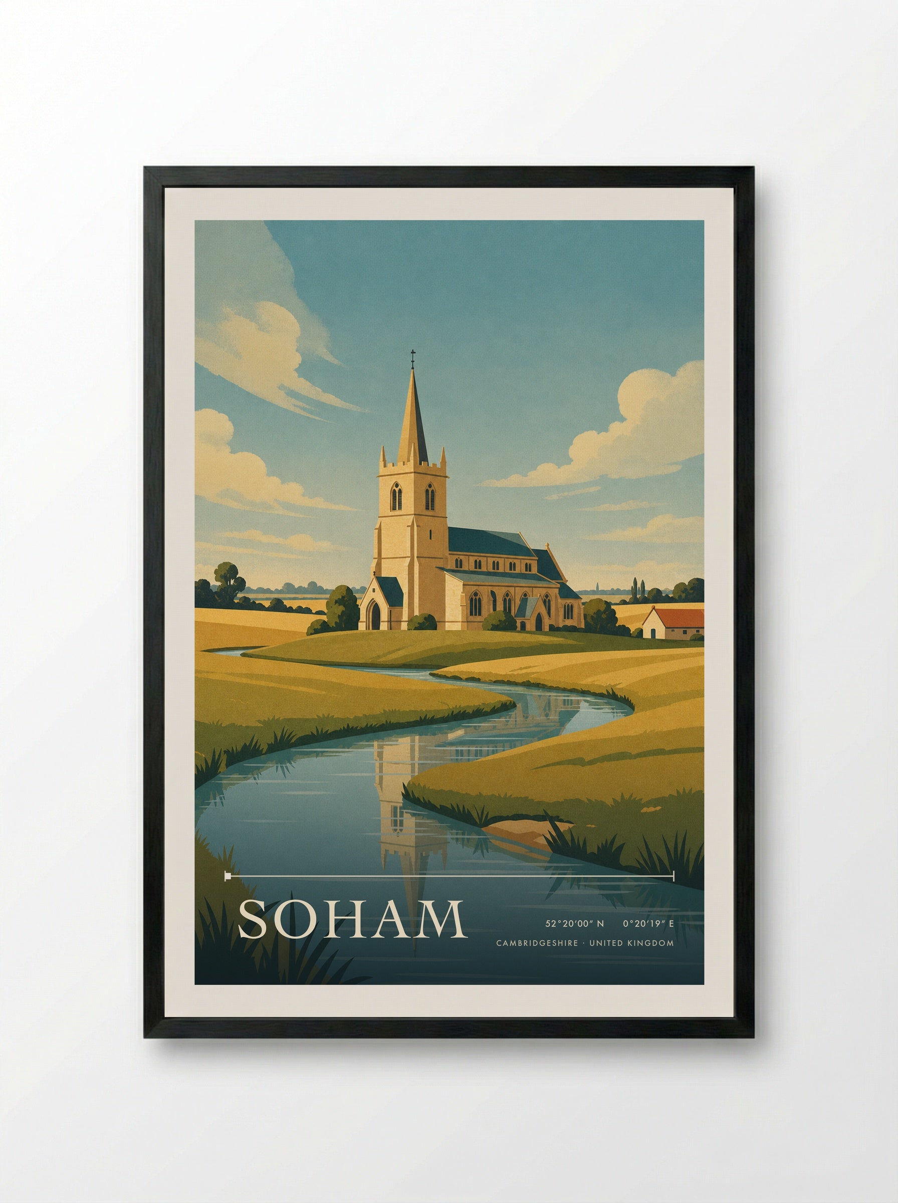 Soham Cambridgeshire United Kingdom Travel Poster - Framed Print Black