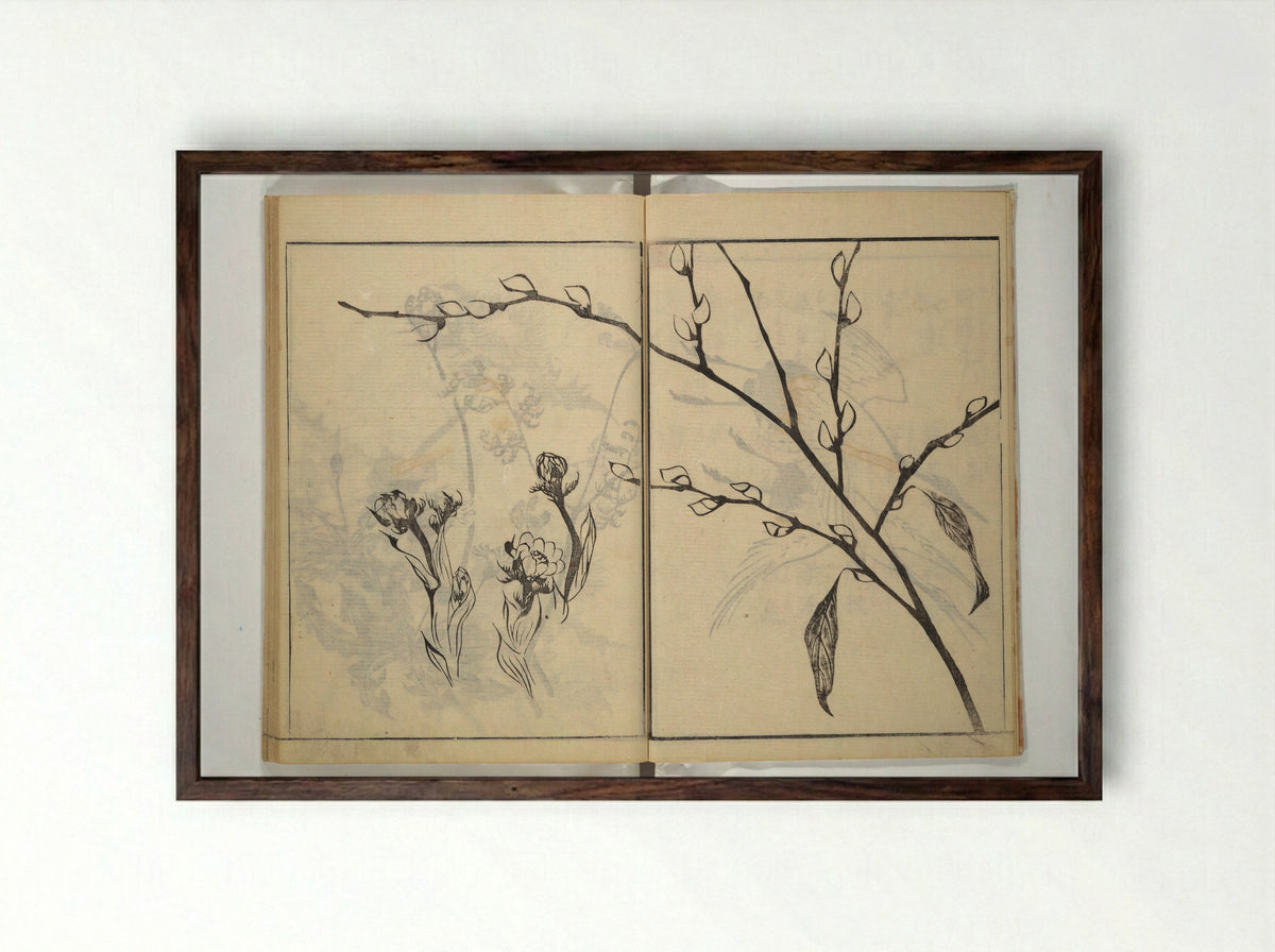 Soken Picture Album: The Plant Section - Yamaguchi Soken - Framed Print Dark Wood