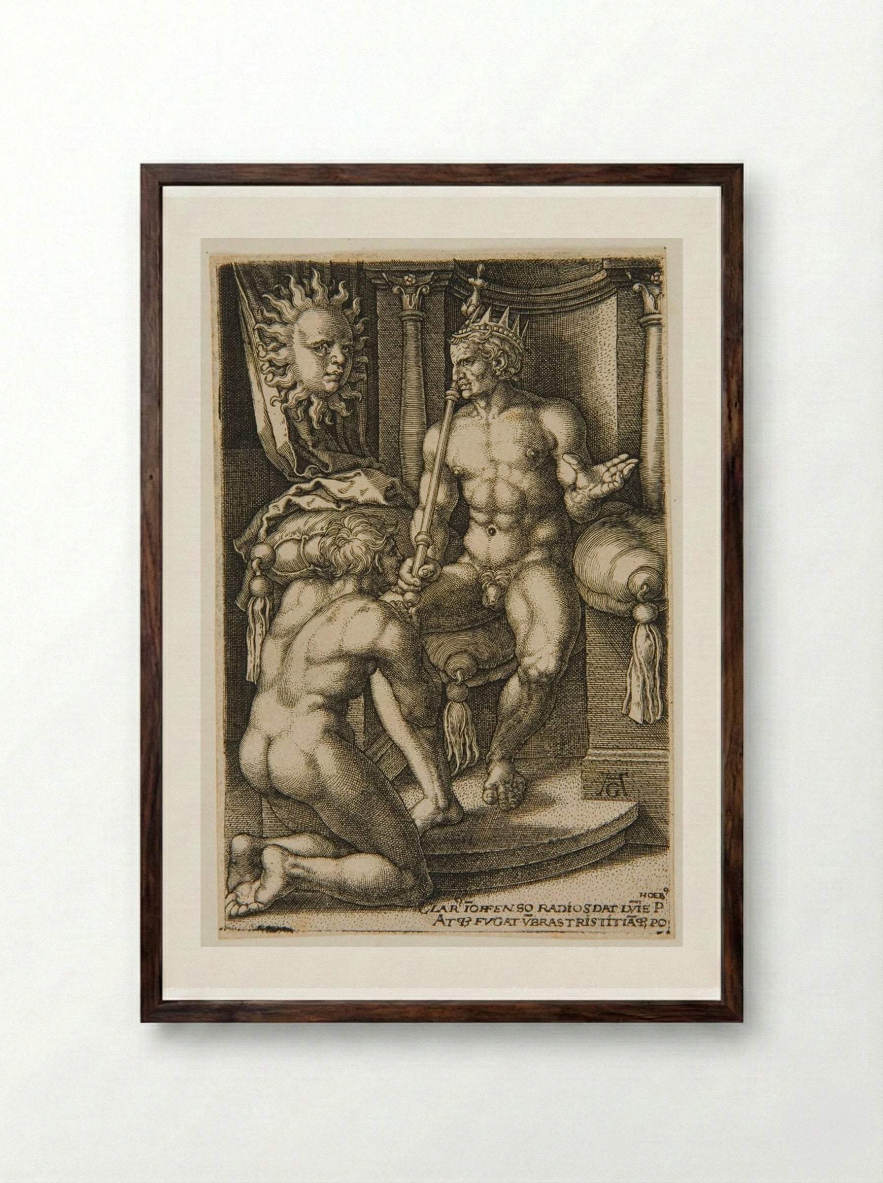 Sol (with Phaethon) - Heinrich Aldegrever - Framed Print Dark Wood