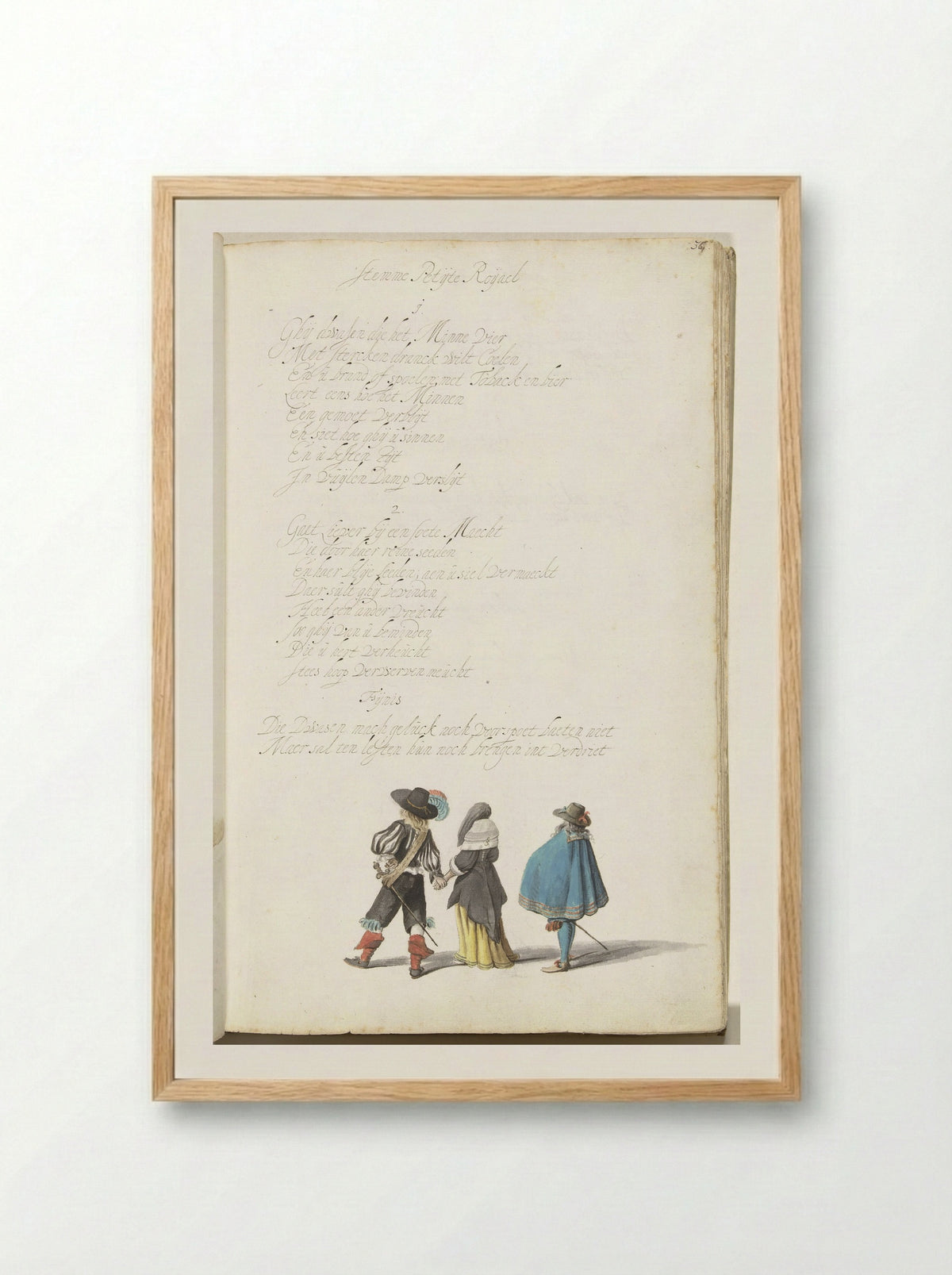 Soldaat, dame en heer, van achteren - Gesina ter Borch - Framed Print Wood