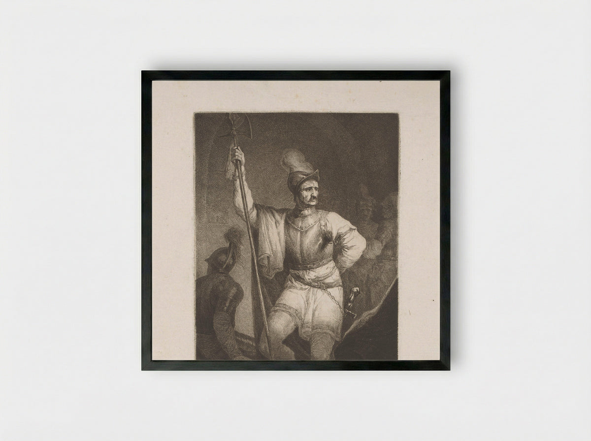 Soldaat met hellebaard en helm - Michał Płoński - Framed Print Black