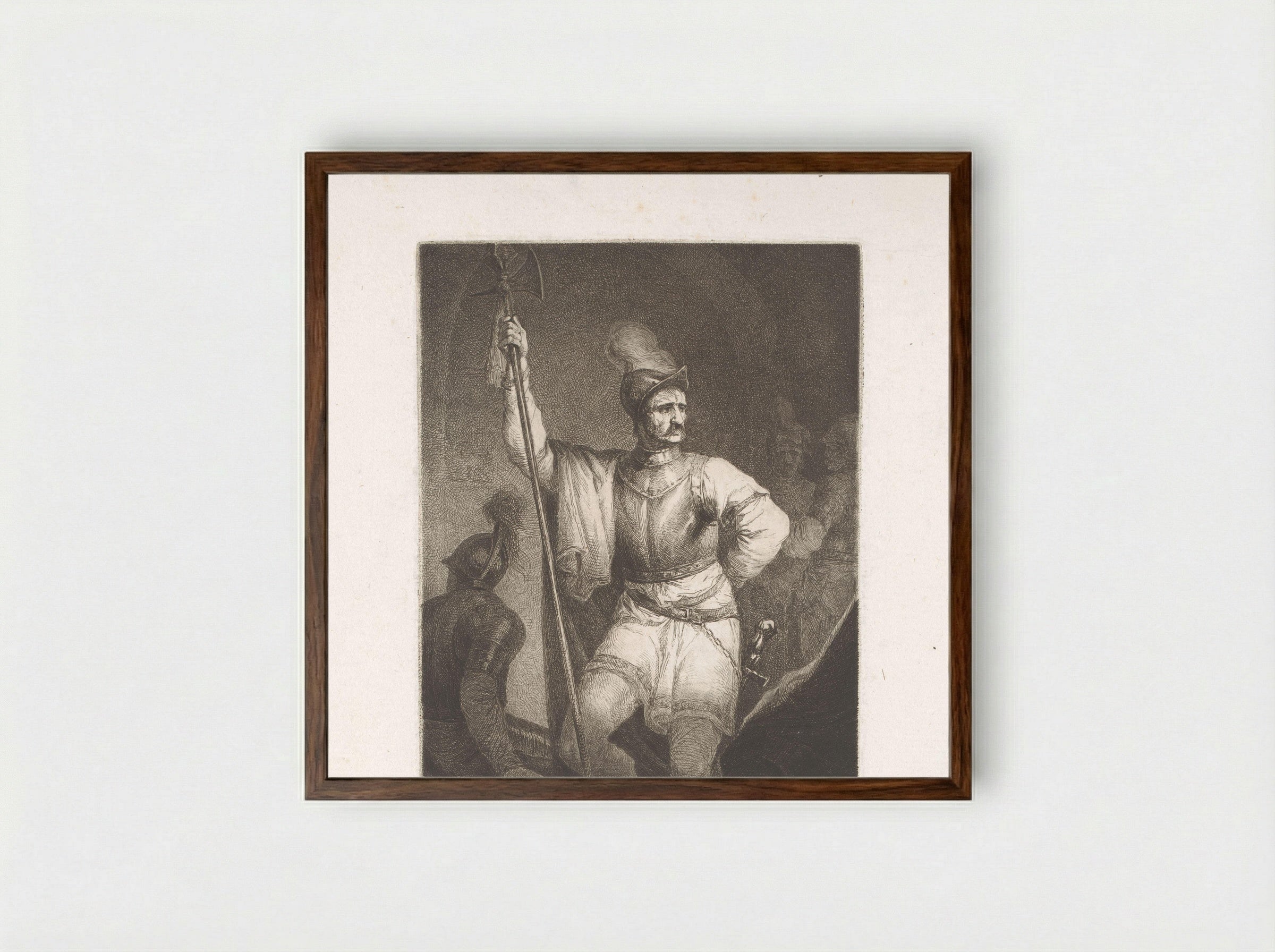 Soldaat met hellebaard en helm - Michał Płoński - Framed Print Dark Wood