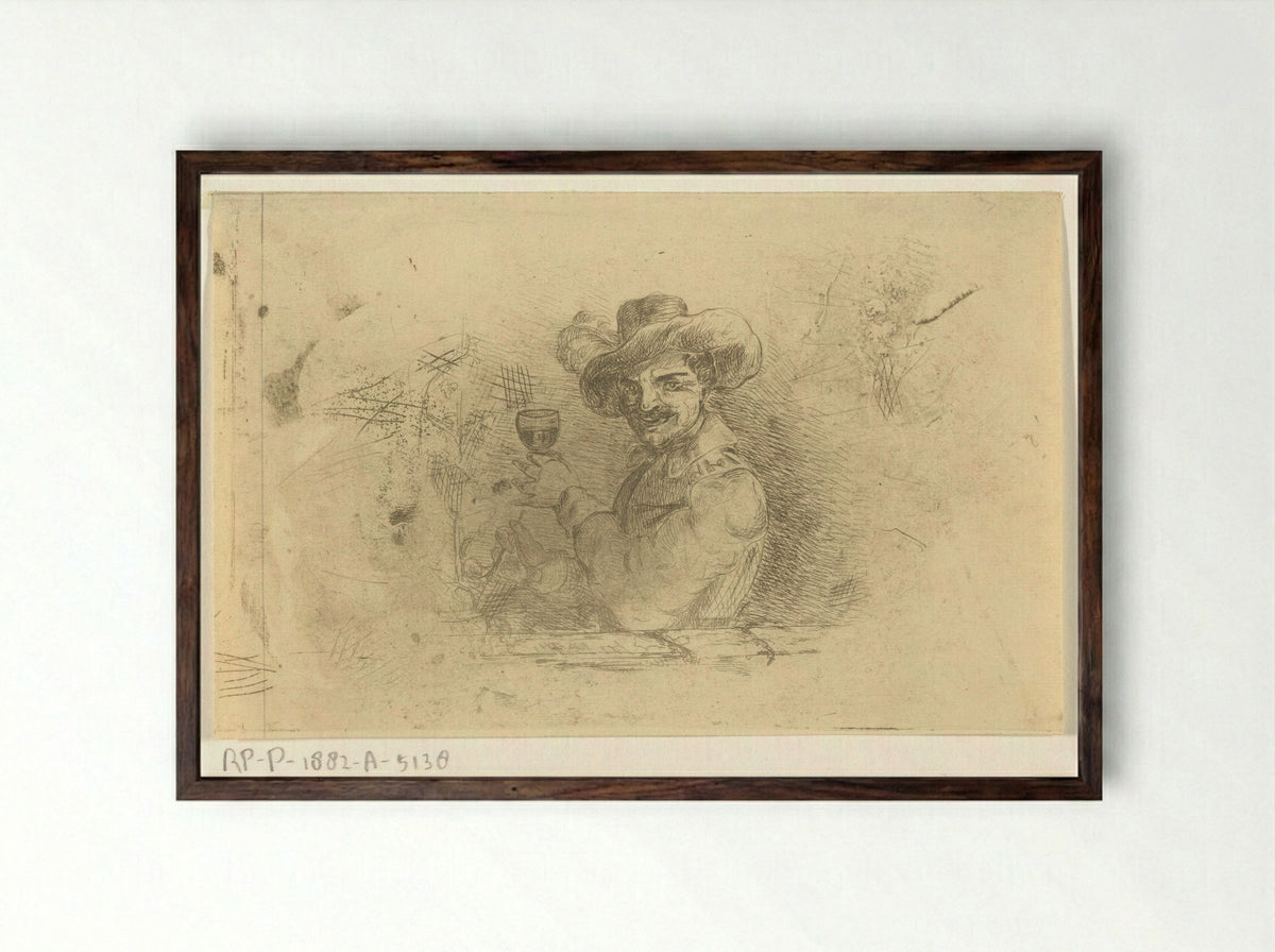 Soldaat met opgeheven glas - Jan Karel Jacob de Jonge - Framed Print Dark Wood