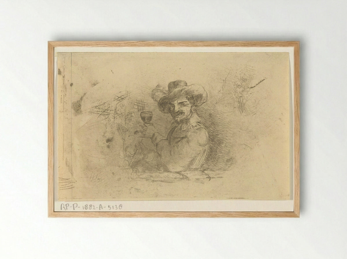 Soldaat met opgeheven glas - Jan Karel Jacob de Jonge - Framed Print Wood