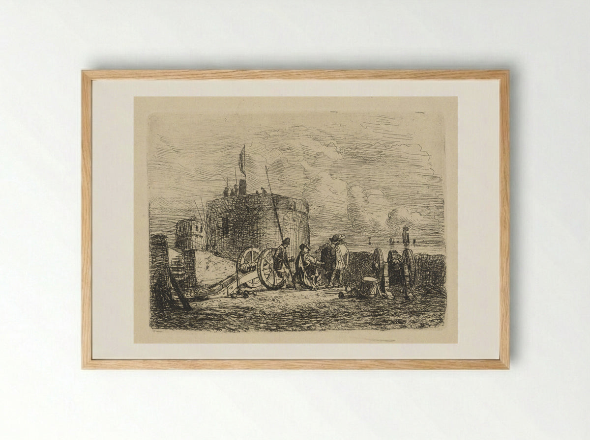Soldaten bij een kustbatterij - Henri Adolphe Schaep - Framed Print Wood