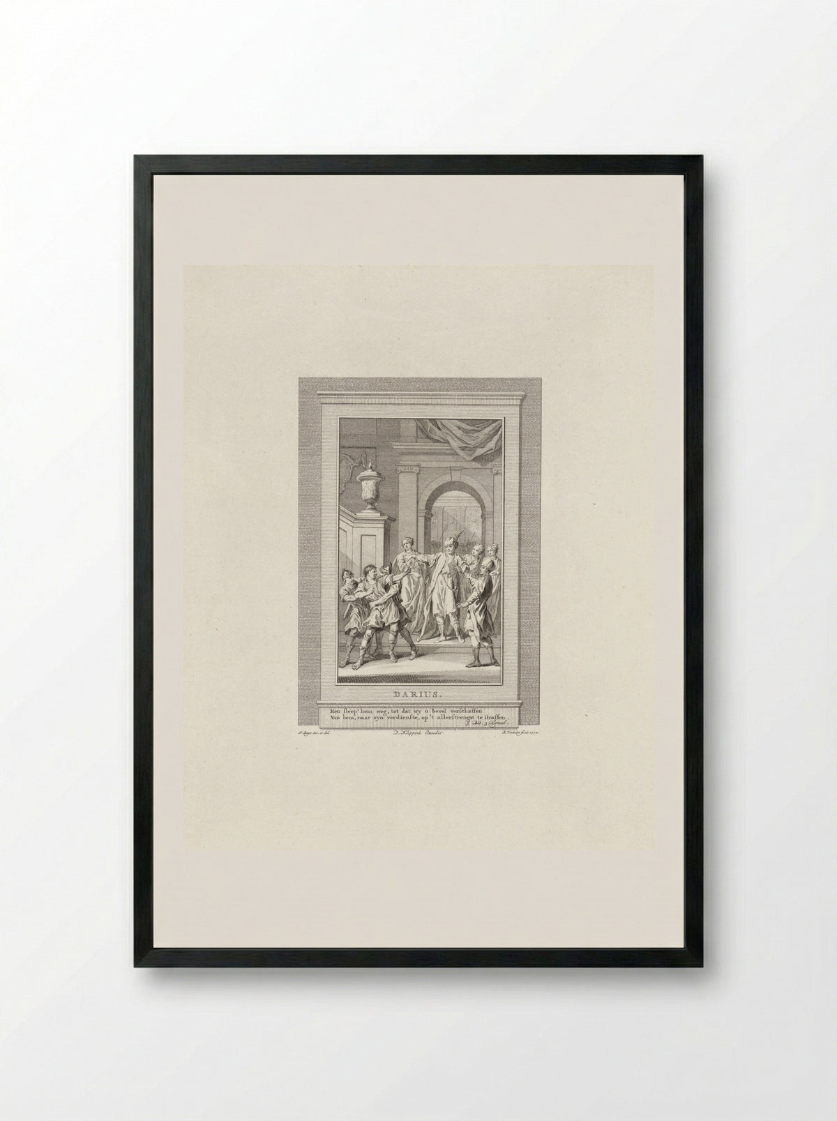 Soldaten leiden een man weg op bevel van de machthebber (Darius) - David Klippink - Framed Print Black