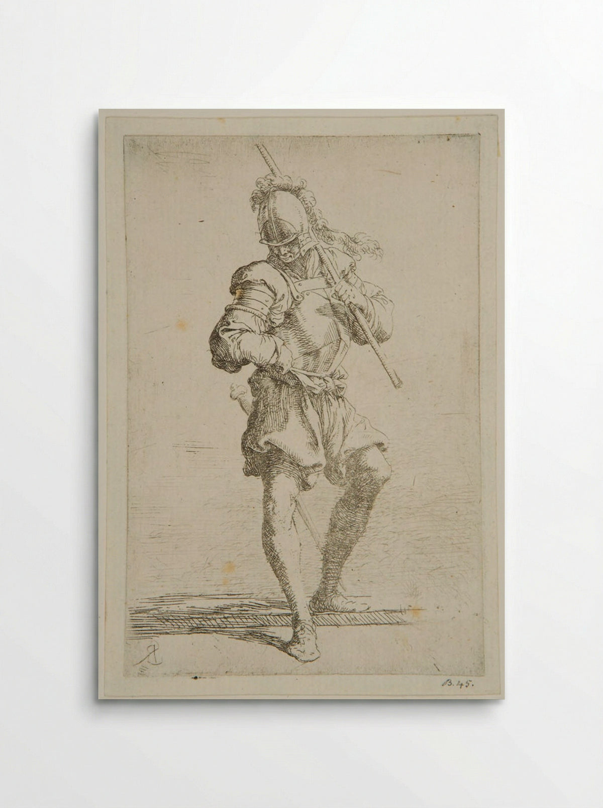 Soldier Looking at the Ground with a Baton Resting on His Shoulder - Salvator Rosa - Poster