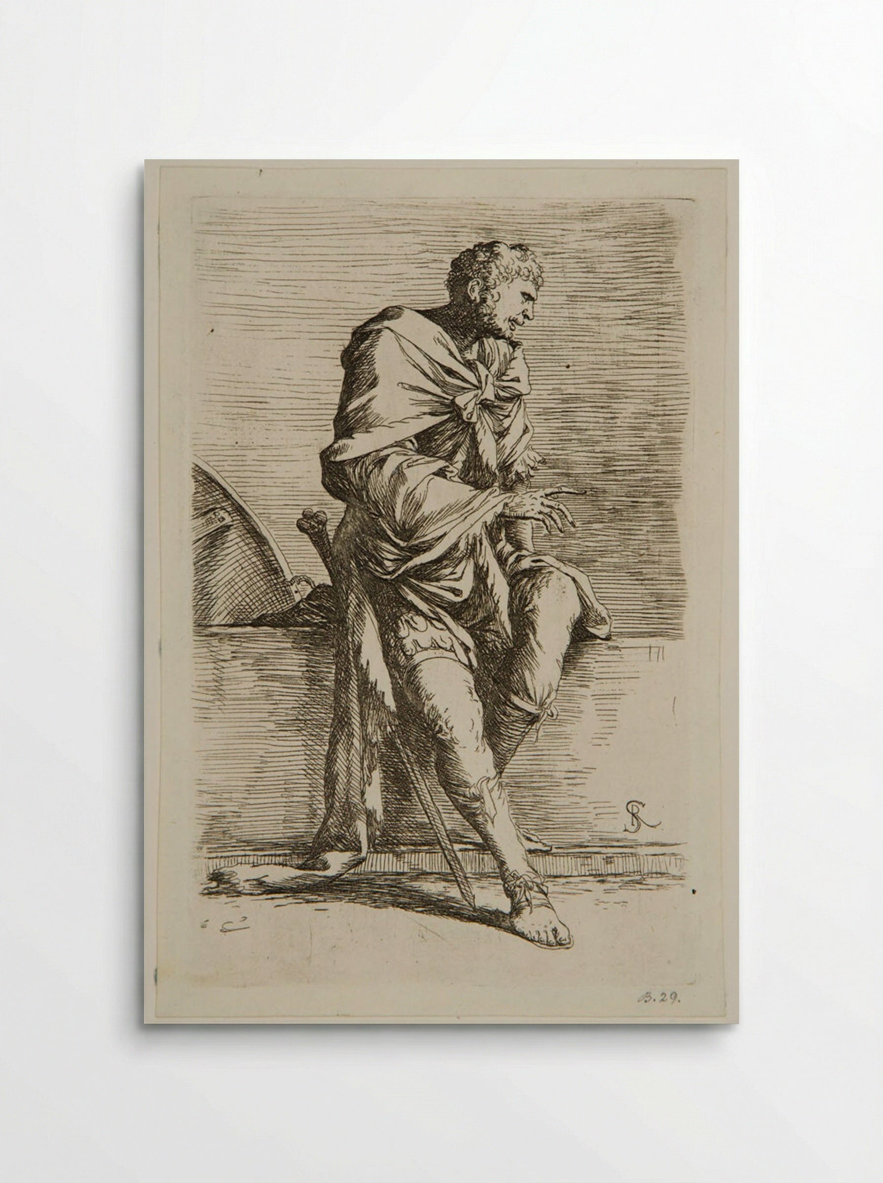 Soldier Sitting on a Wall - Salvator Rosa - Poster