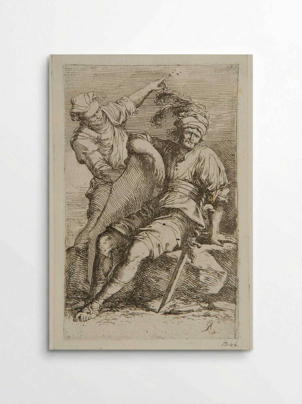 Soldier at Rest and a Standing Man - Salvator Rosa - Poster