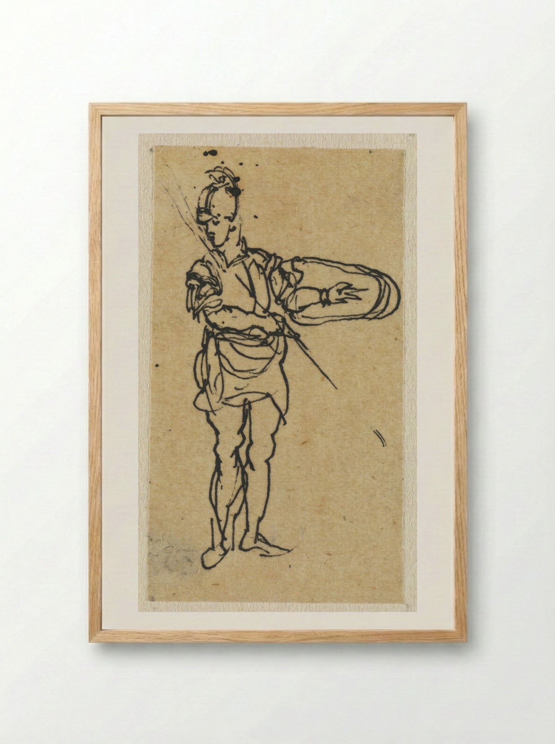 Soldier with Spear Looking Left - Rodolphe Bresdin - Framed Print Wood