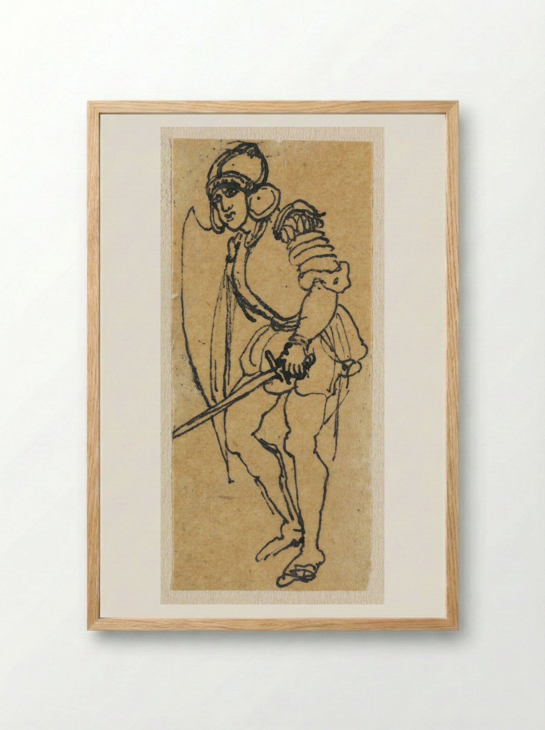 Soldier with Sword Facing Left - Rodolphe Bresdin - Framed Print Wood