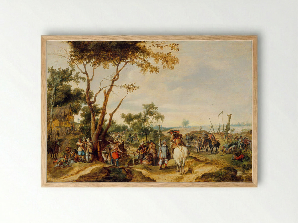 Soldiers Bivouacking - Pieter Snayers - Framed Print Wood
