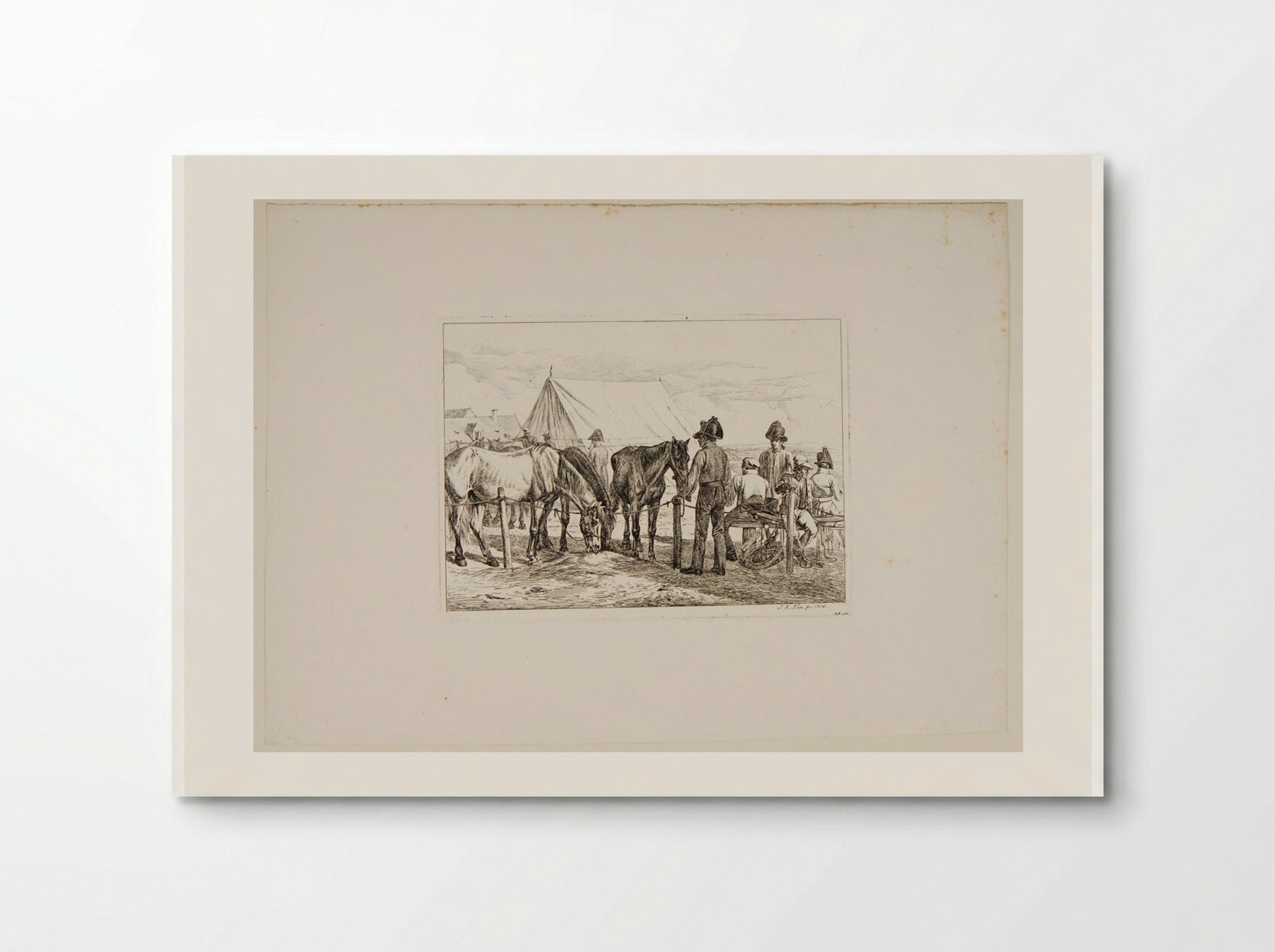 Soldiers Feeding the Horses at the Military Camp - Johann Adam Klein - Poster