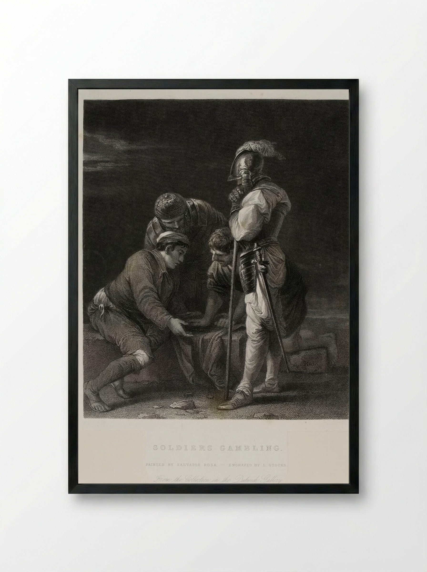 Soldiers Gambling - Lumb Stocks - Framed Print Black