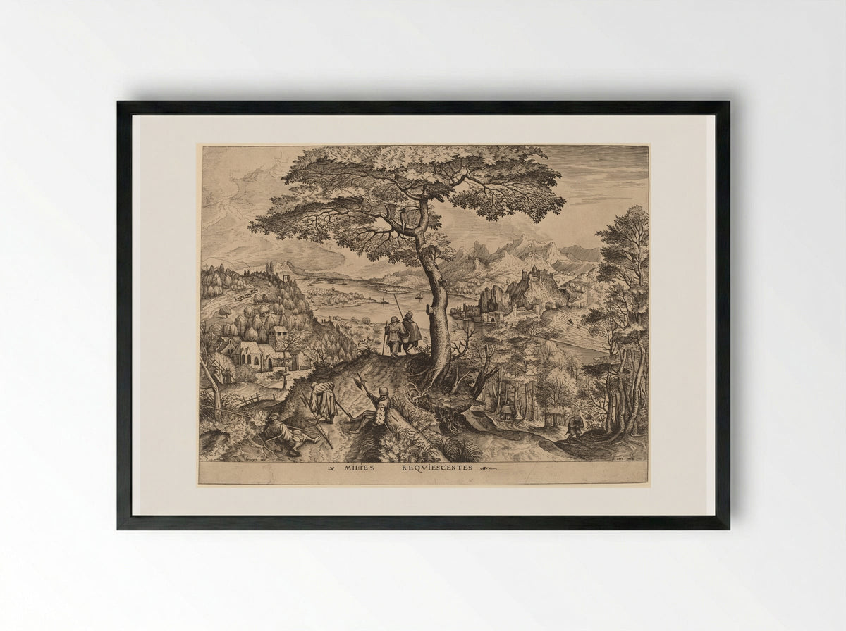 Soldiers at Rest - Pieter Bruegel the Elder - Framed Print Black