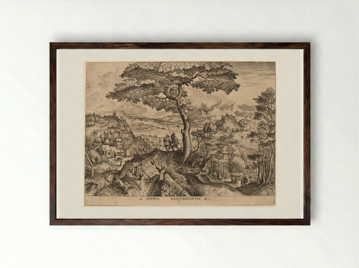 Soldiers at Rest - Pieter Bruegel the Elder - Framed Print Dark Wood