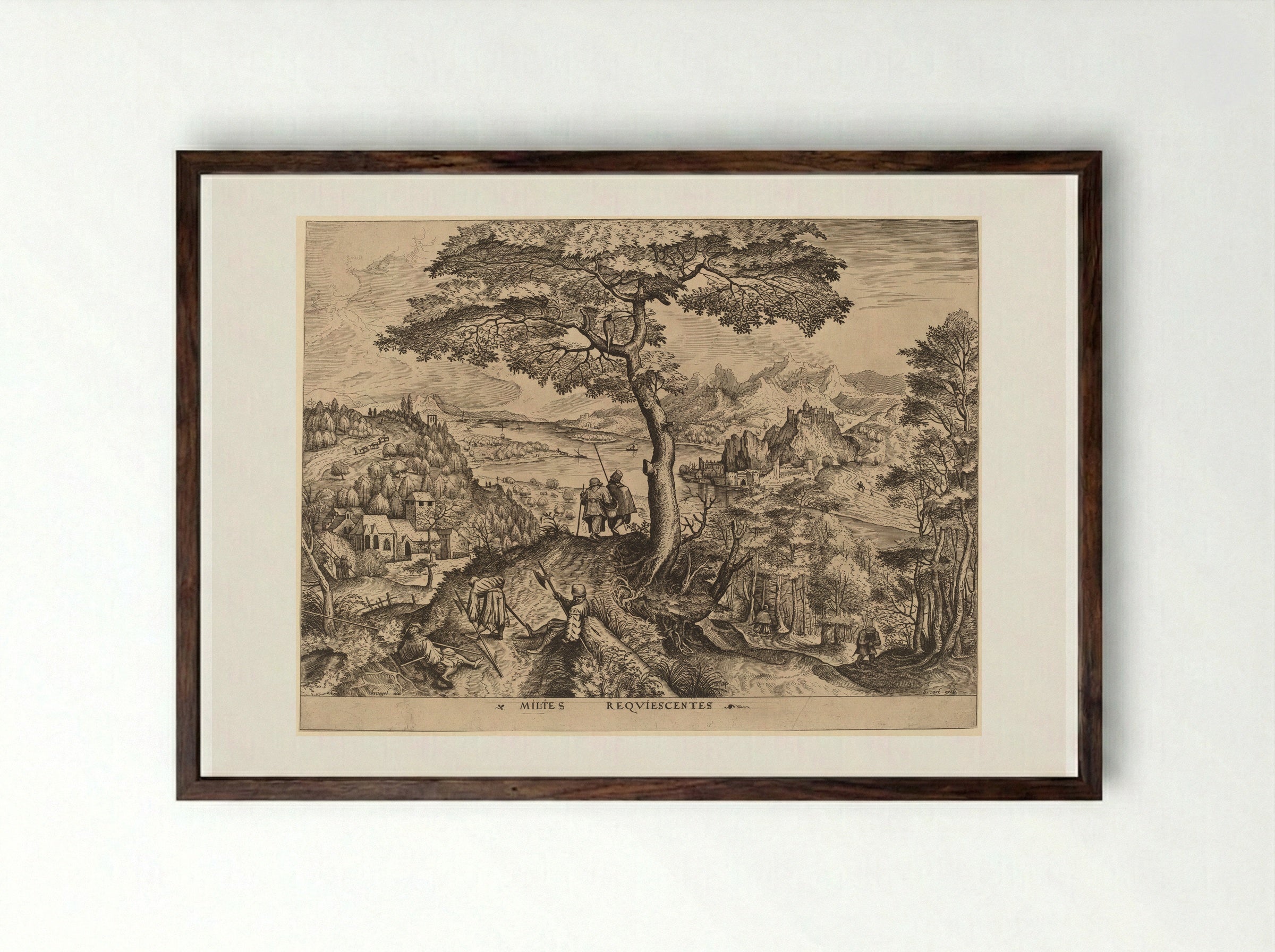 Soldiers at Rest - Pieter Bruegel the Elder - Framed Print Dark Wood