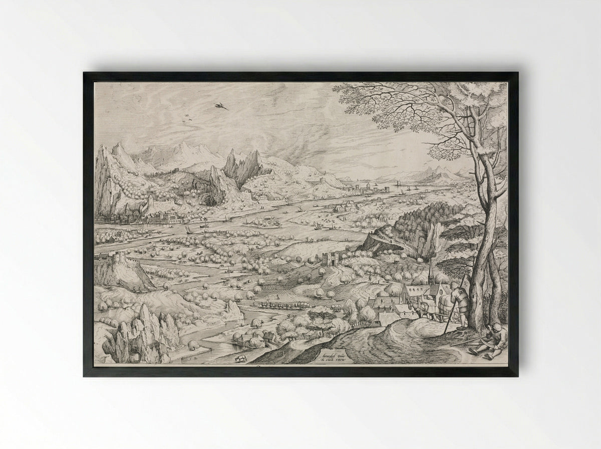 Solicitudo Rustica - Jan van Doetechum - Framed Print Black