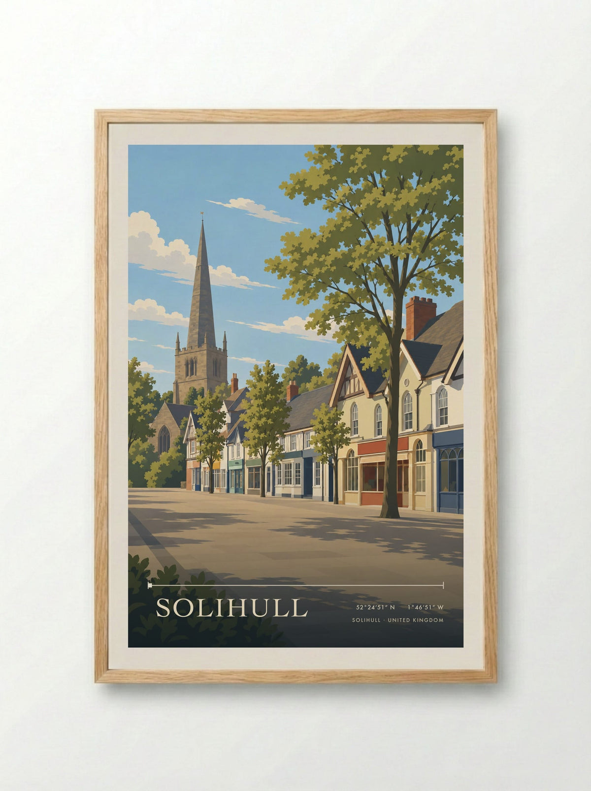 Solihull | Travel Poster - Framed Print Wood