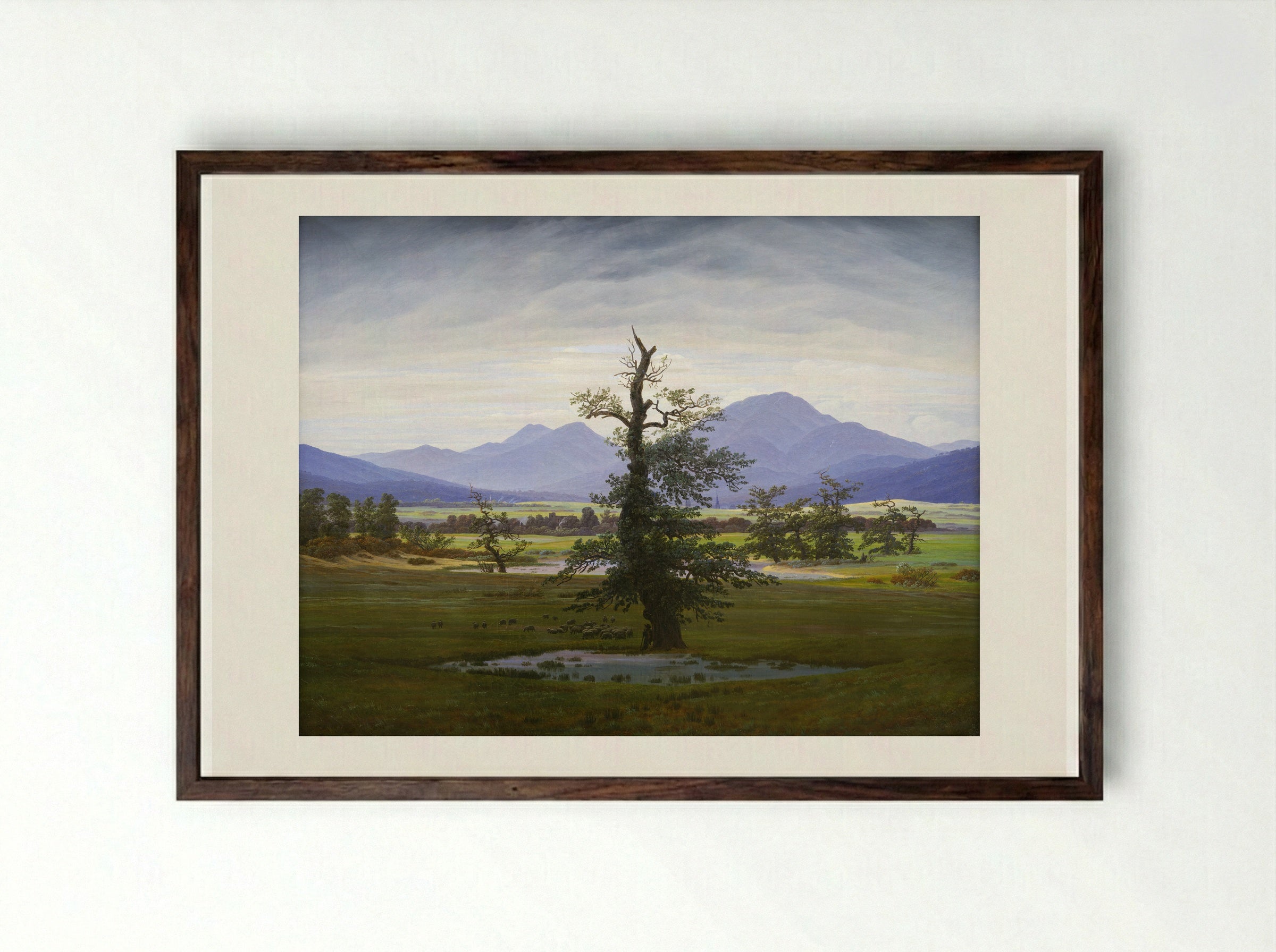 Solitary Tree - Caspar David Friedrich - Framed Print Dark Wood