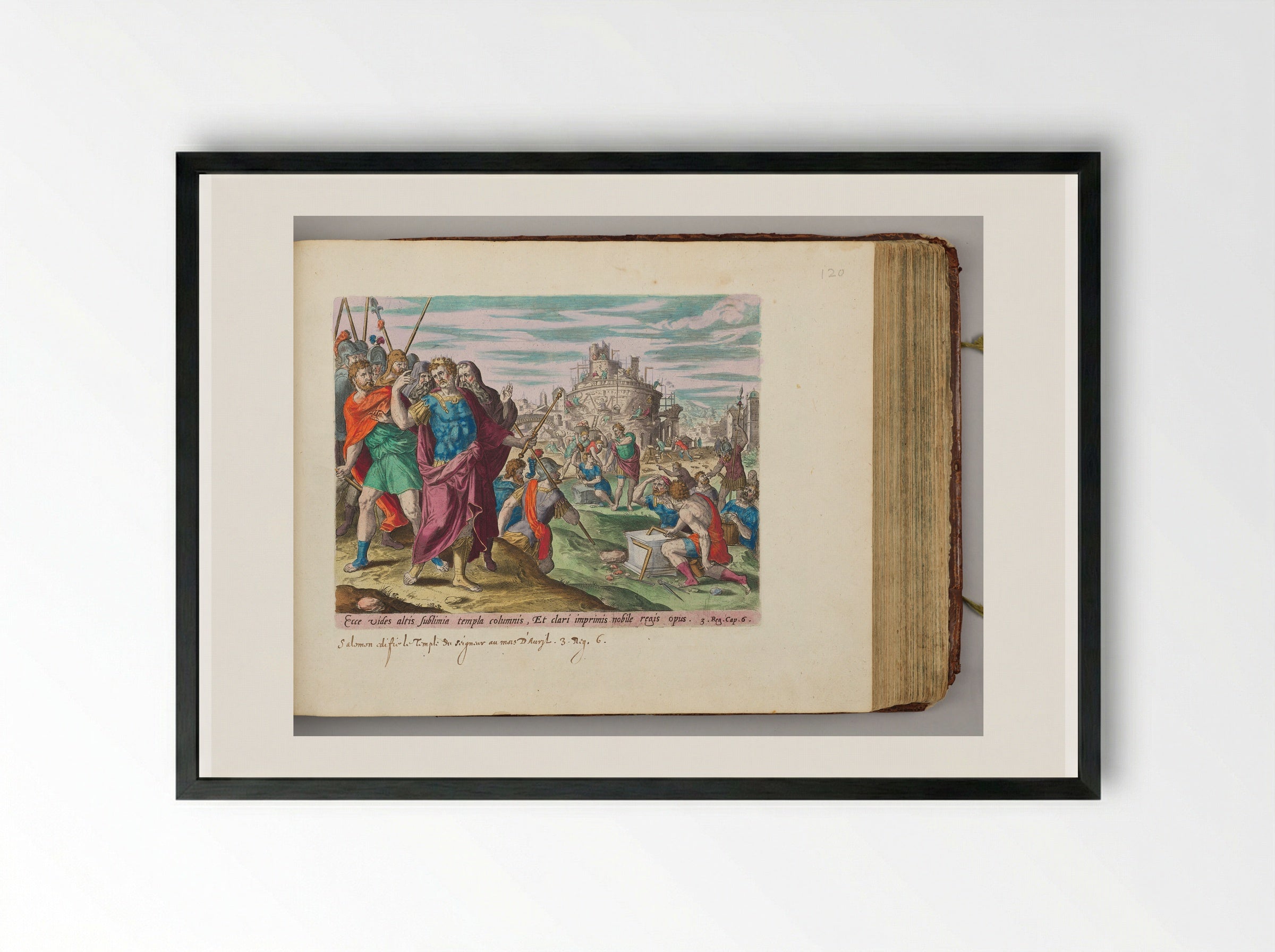 Solomon Building the Temple - Hans Collaert the Elder - Framed Print Black